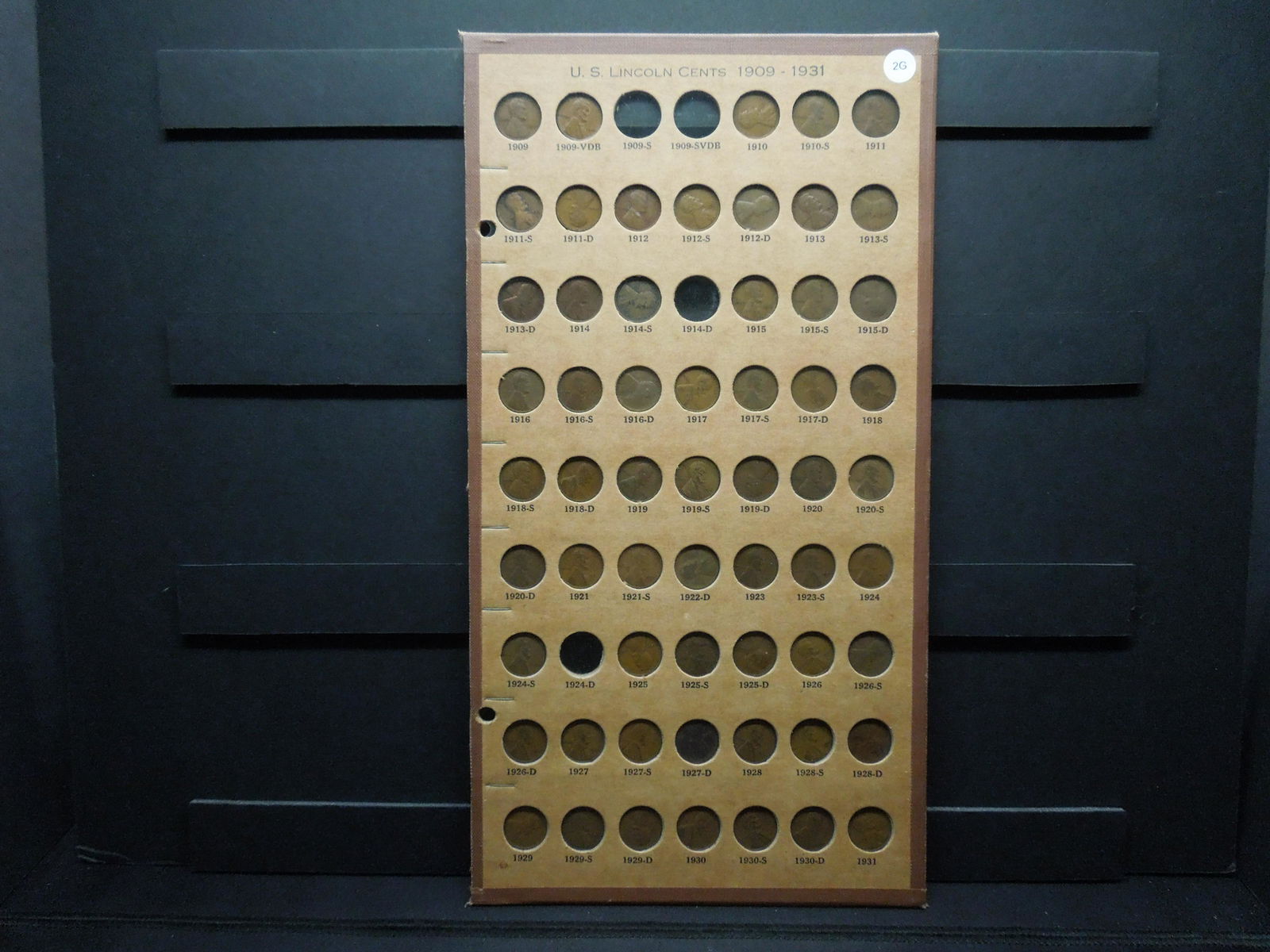 Lincoln Set.  1909 to 1931.  Missing Only 4 Coins. (1 of 5)