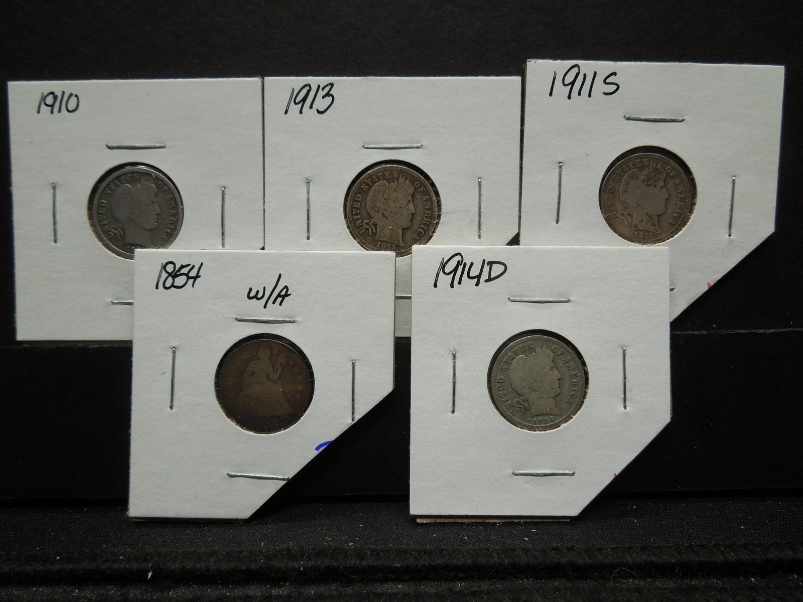 5 Different Silver Dimes.: 5 Different Silver Dimes.