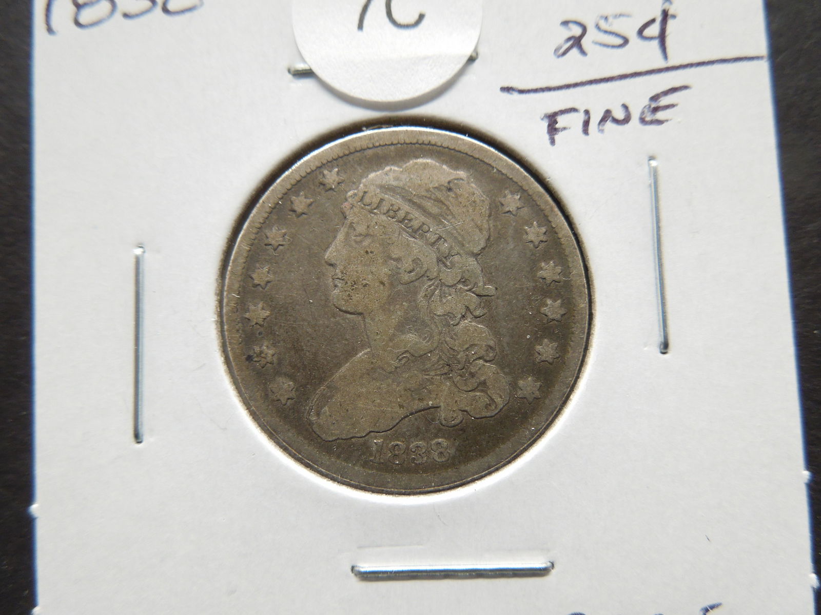 1838 Bust 25c.  Fine.  Rare. (1 of 3)
