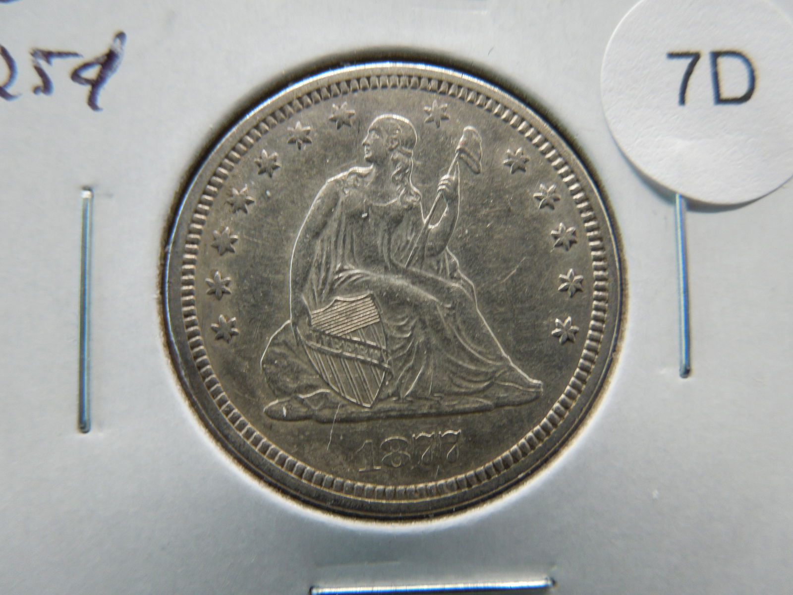 1877-S Seated 25c.  AU/UNC.  Scarce. (1 of 3)