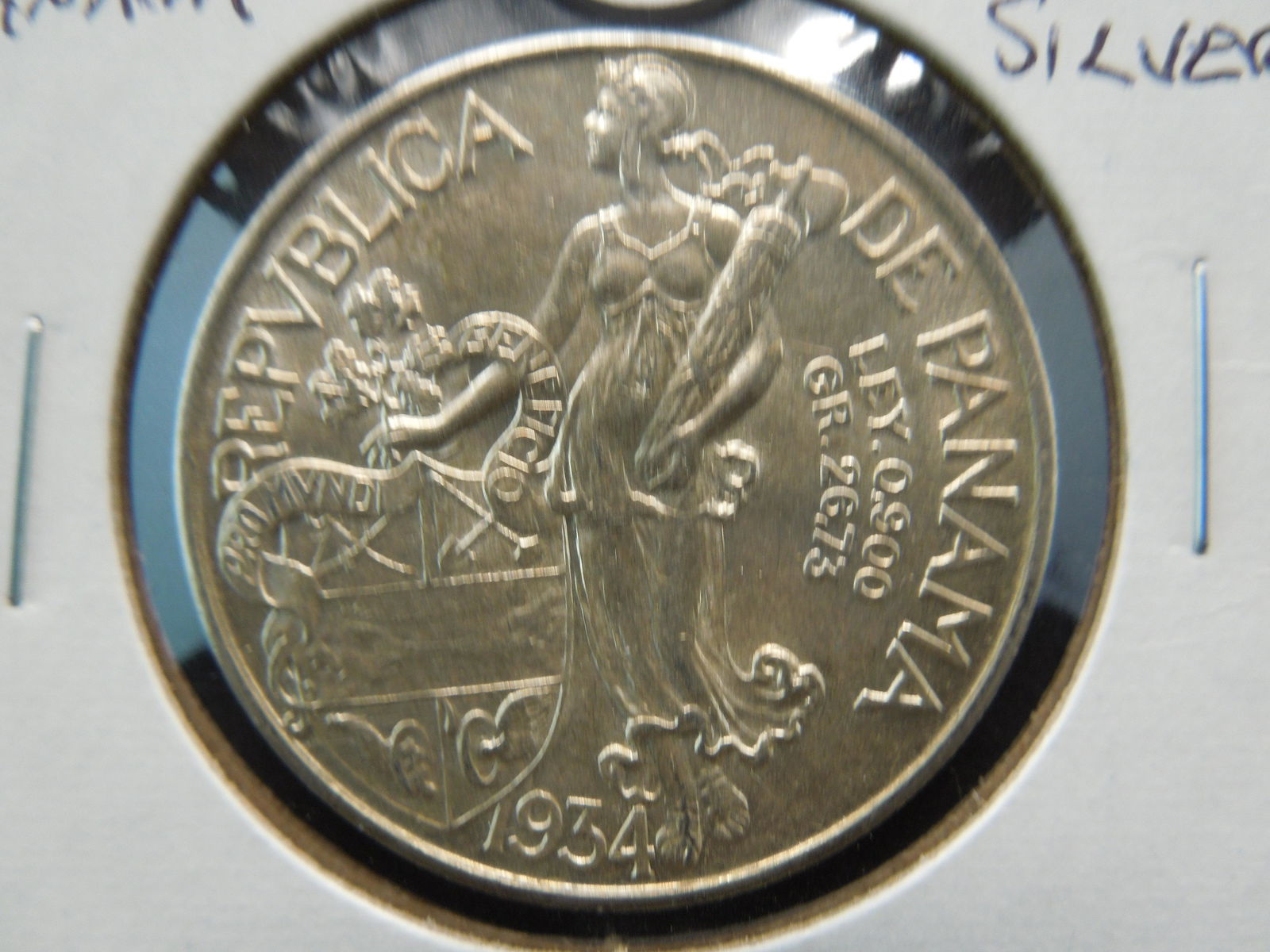 1934 Panama 1 Balboa.  Silver. (1 of 3)