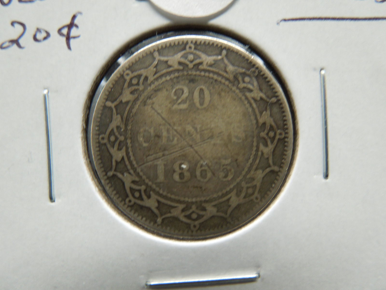 1865 Newfoundland 20c.  Fine Details.  Rare. (1 of 3)