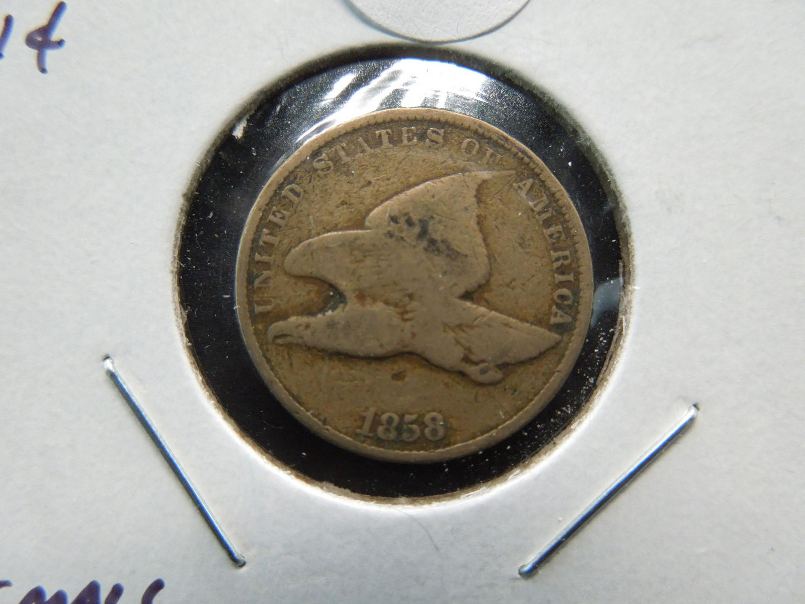 1858 Flying Eagle 1c.  VG.  Small Letters. (1 of 3)
