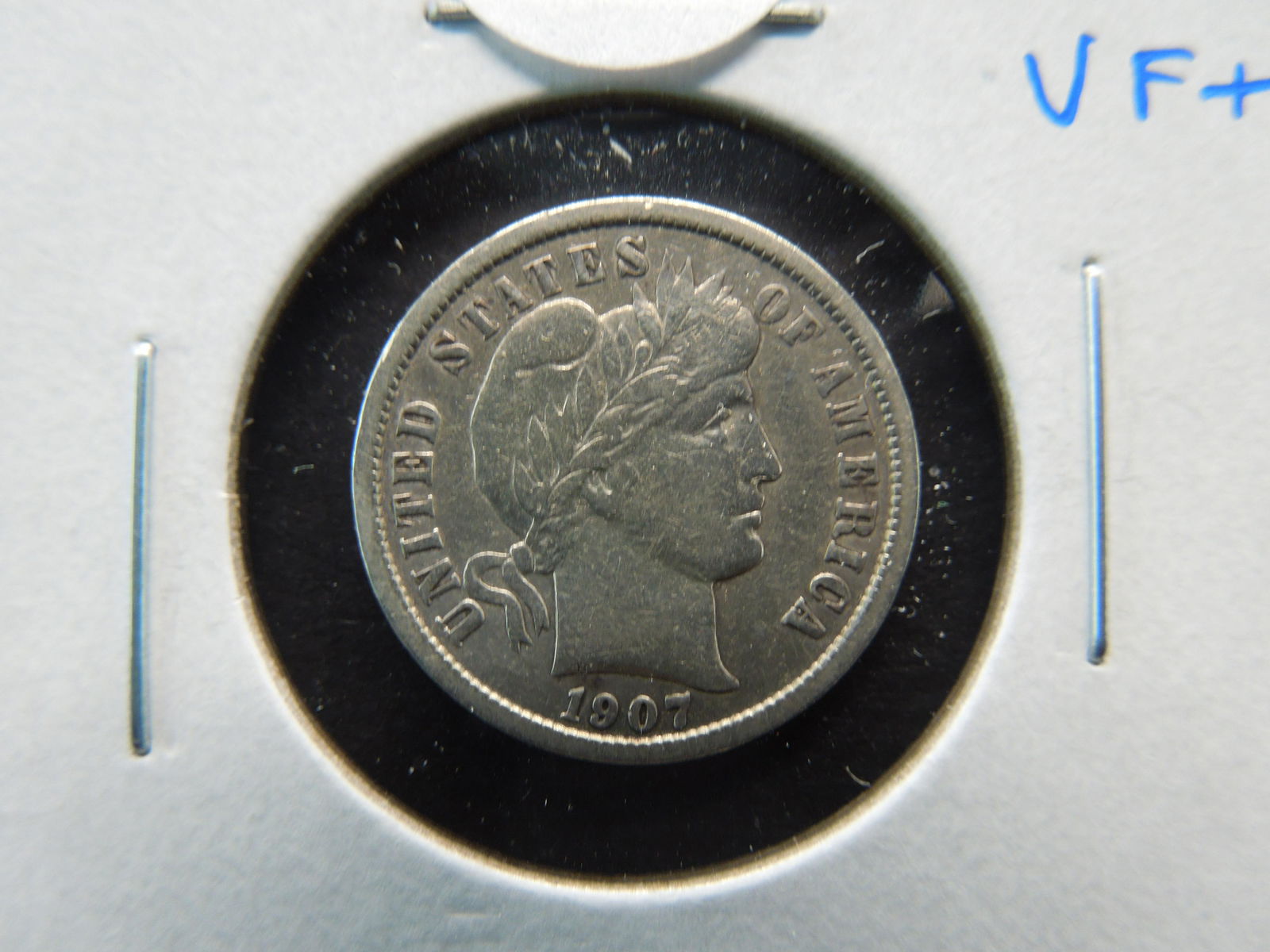 1907 Barber 10c.  VF+. (1 of 3)