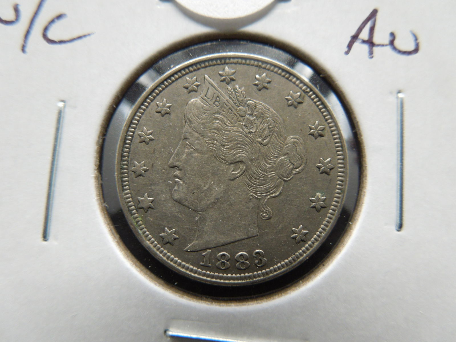1883 N/C Liberty "V" 5c.  AU. (1 of 3)