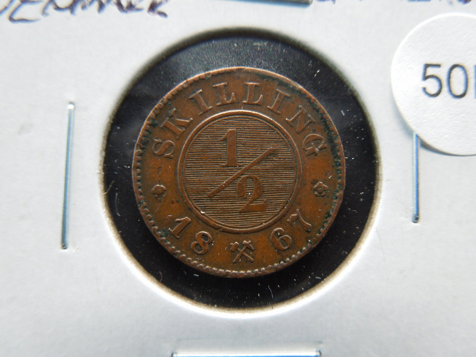 1867 Denmark 1/2 Skilling. (1 of 3)
