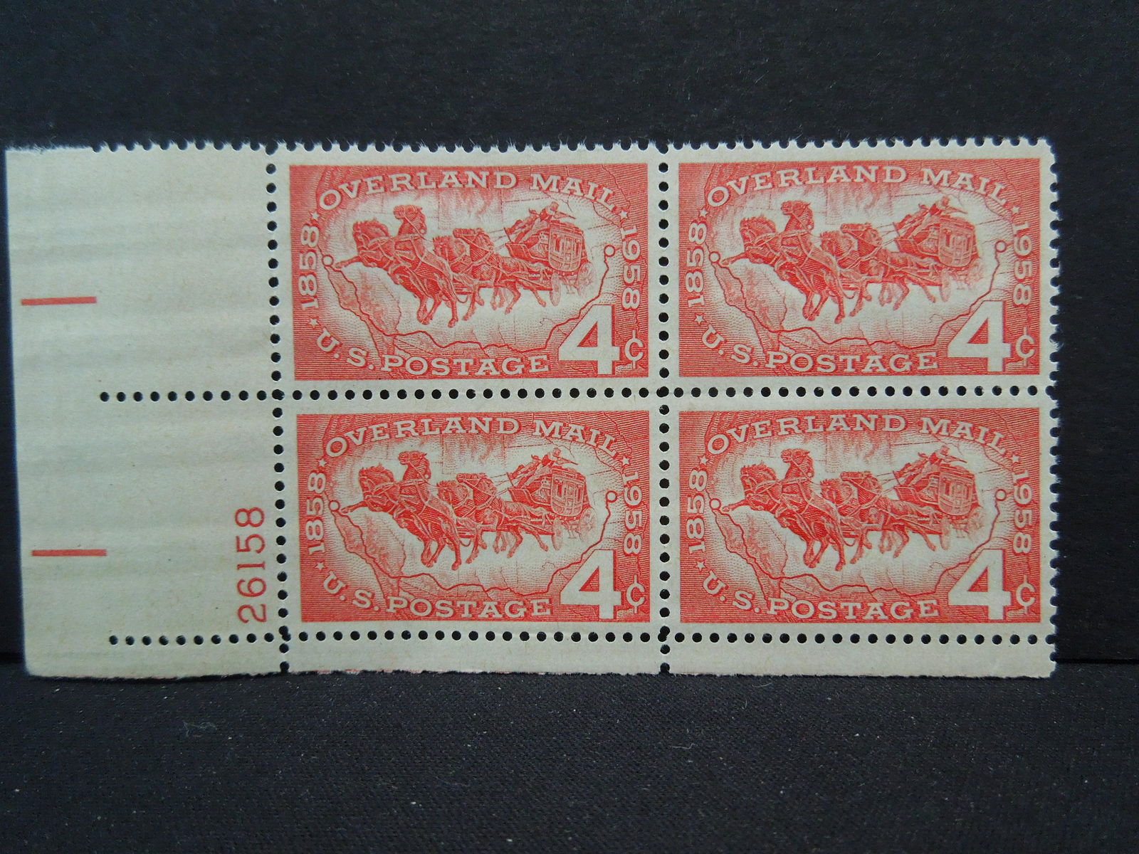 Vintage Unused Plate Block United States Stamps 1958 (1 of 2)