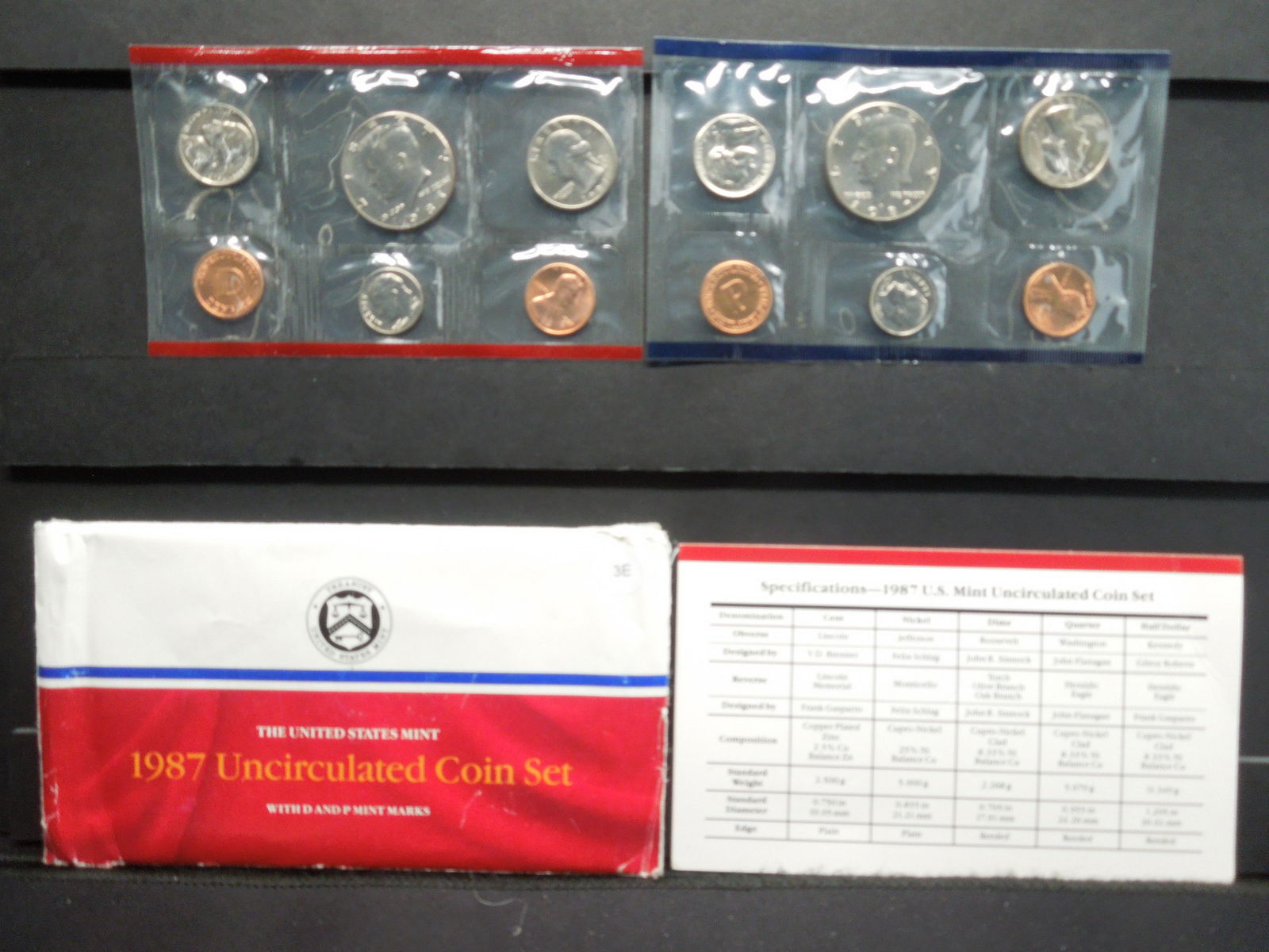 1987 PD UNC US Mint Coin Set (1 of 6)