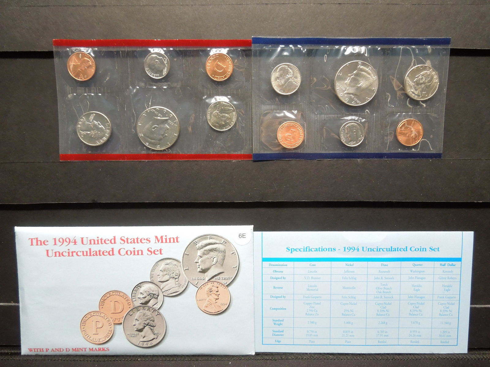 1994 PD UNC US Mint Coin Set (1 of 6)