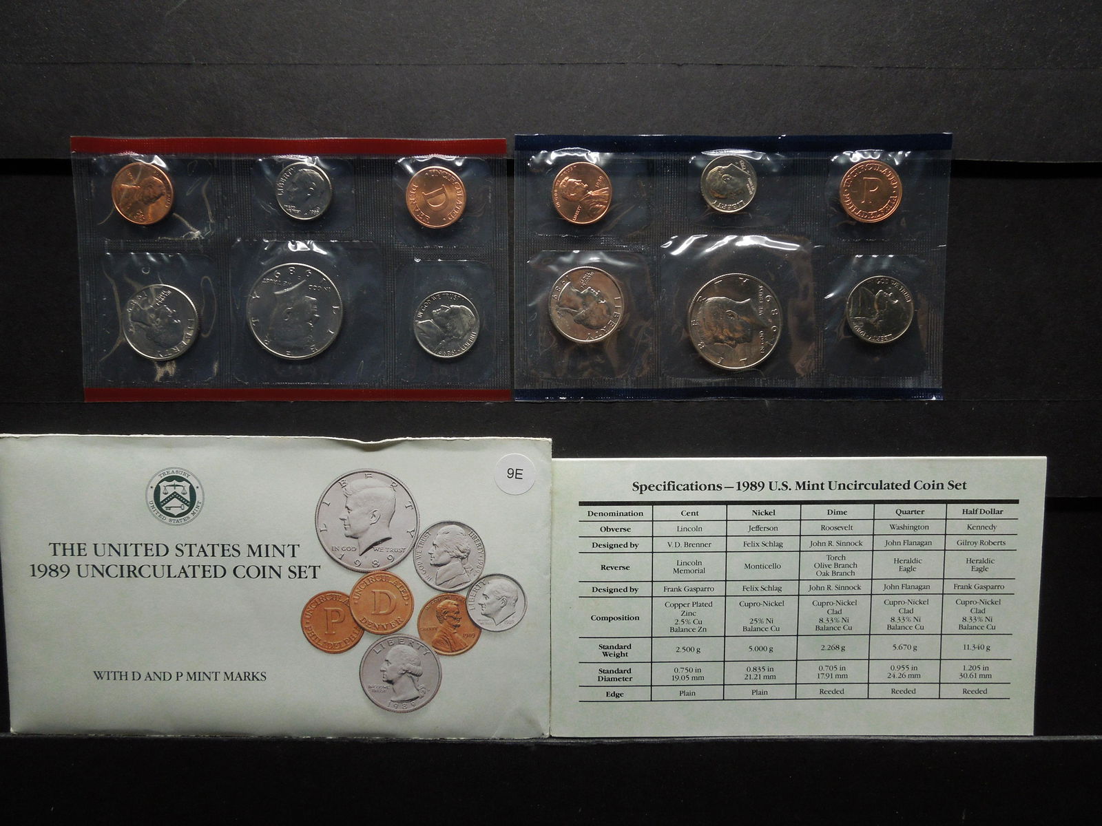 1989 PD US Mint UNC Coin Set (1 of 6)