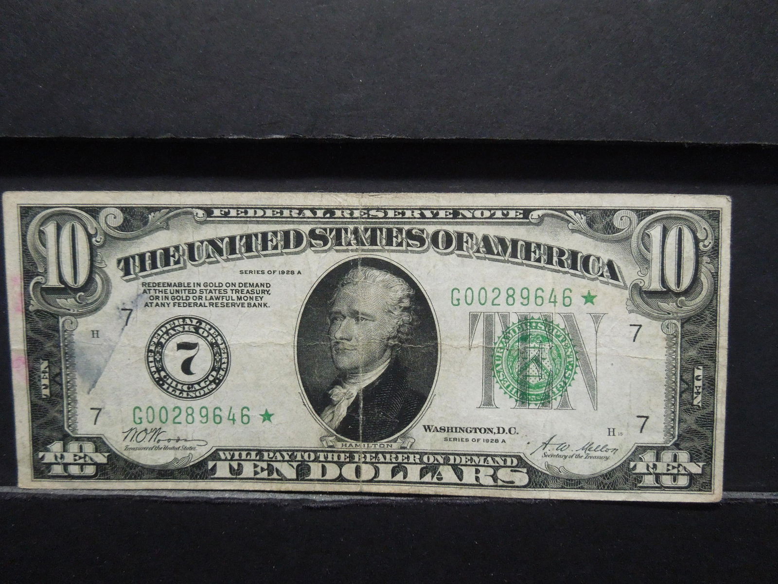 1928 A US Ten Dollar Federal Reserve Star Note With Low (1 of 3)
