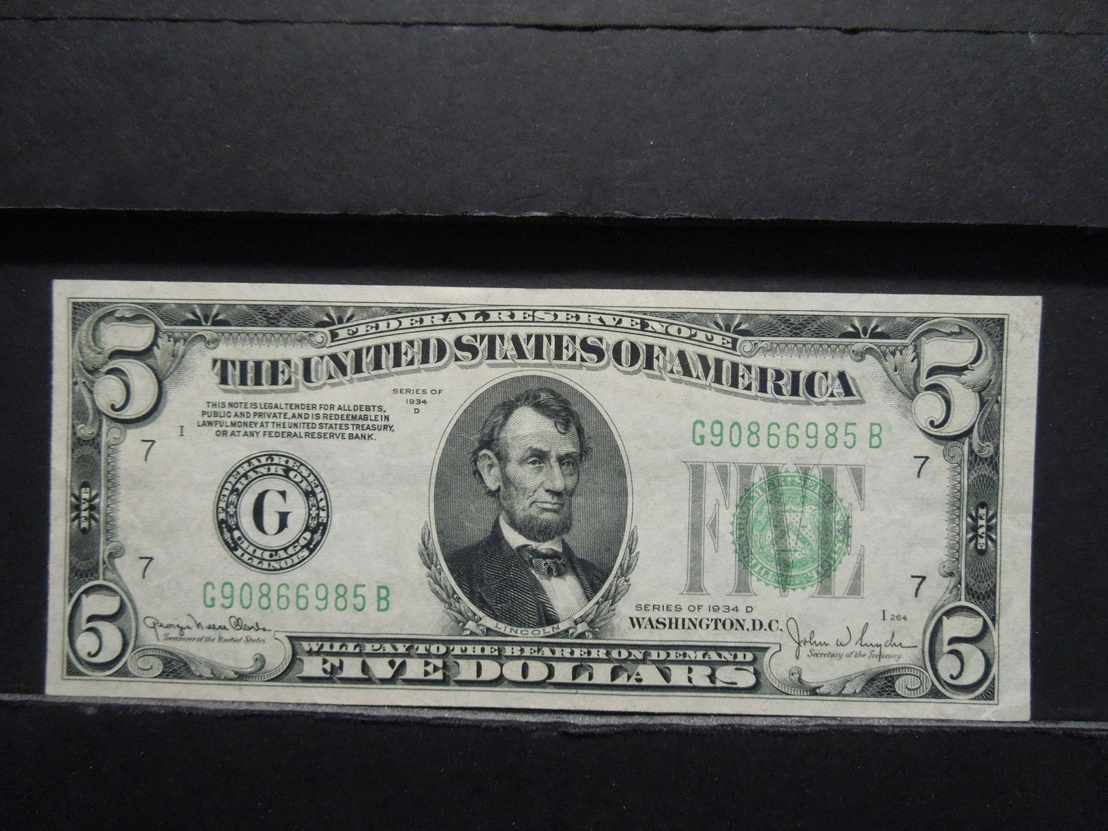 1934 D Five Dollar Federal Reserve Note High SN (1 of 3)
