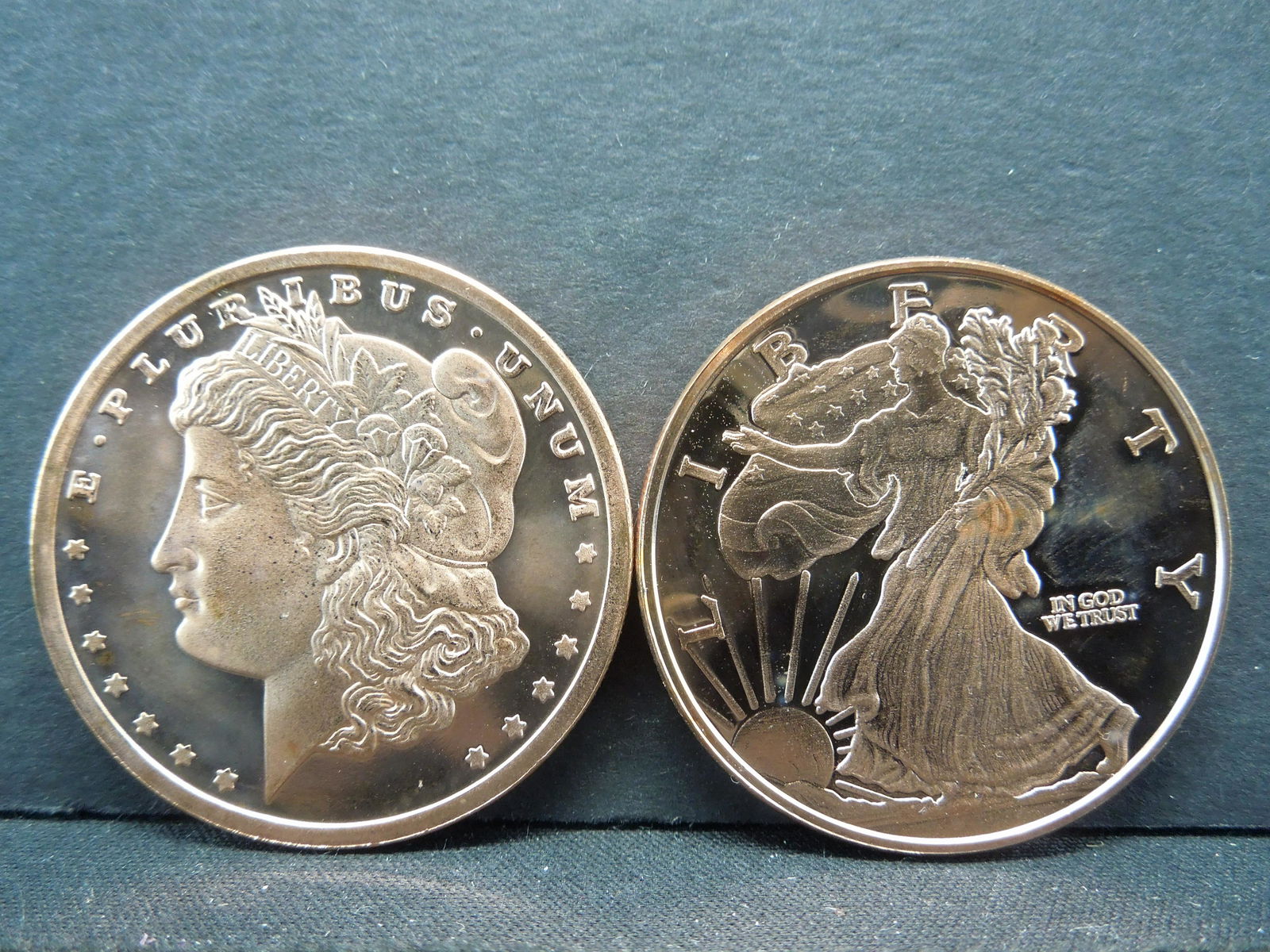 2 One Ounce Copper Rounds Morgan & Walking Liberty (1 of 2)