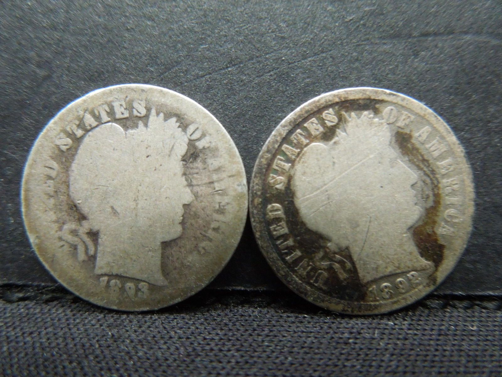 1892 and 1893 Barber dimes (1 of 2)
