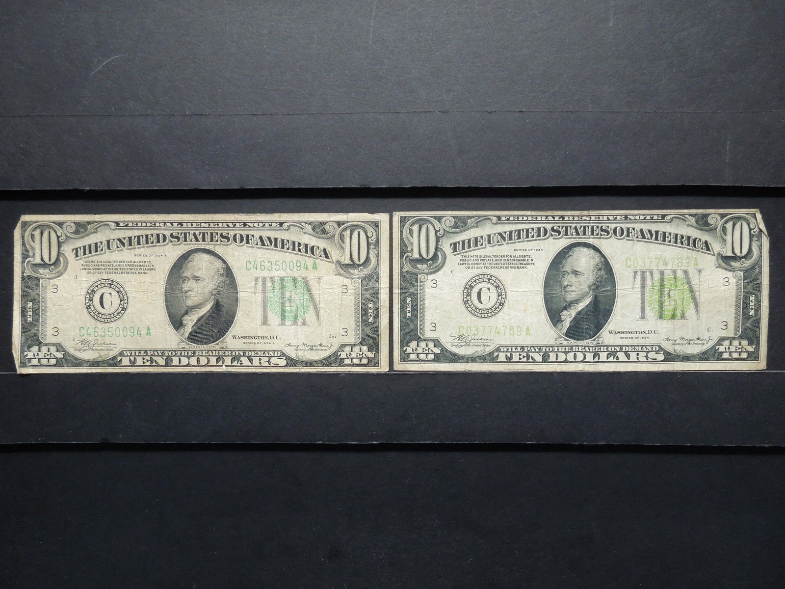 1934 $10 FRN Light Green Seal And 1934-A Green Seal: 1934 $10 FRN Light Green Seal And 1934-A Green Seal FRN