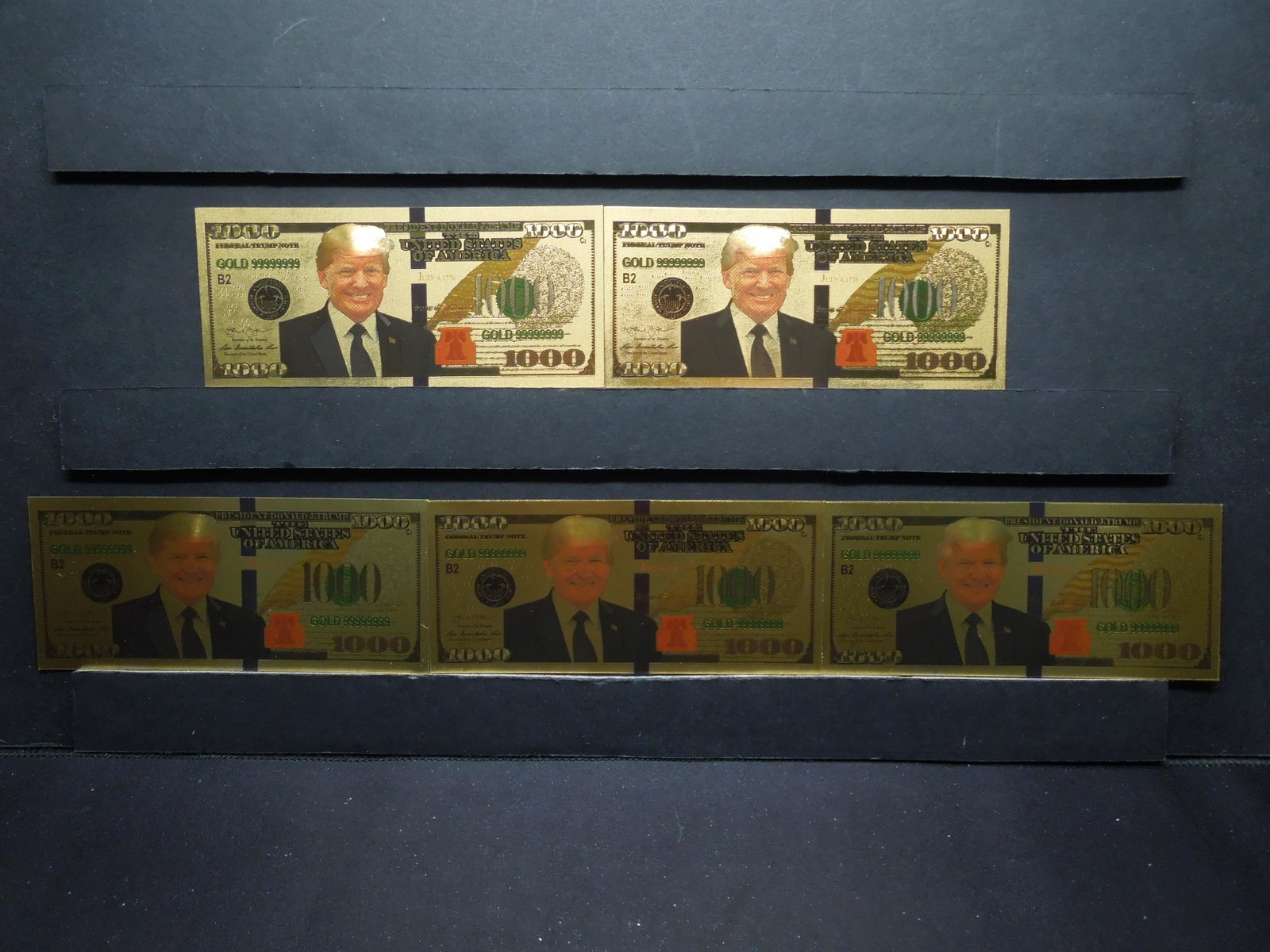 5 24K Gold Foil Trump Notes (Not Legal Tender): 5 24K Gold Foil Trump Notes (Not Legal Tender)
