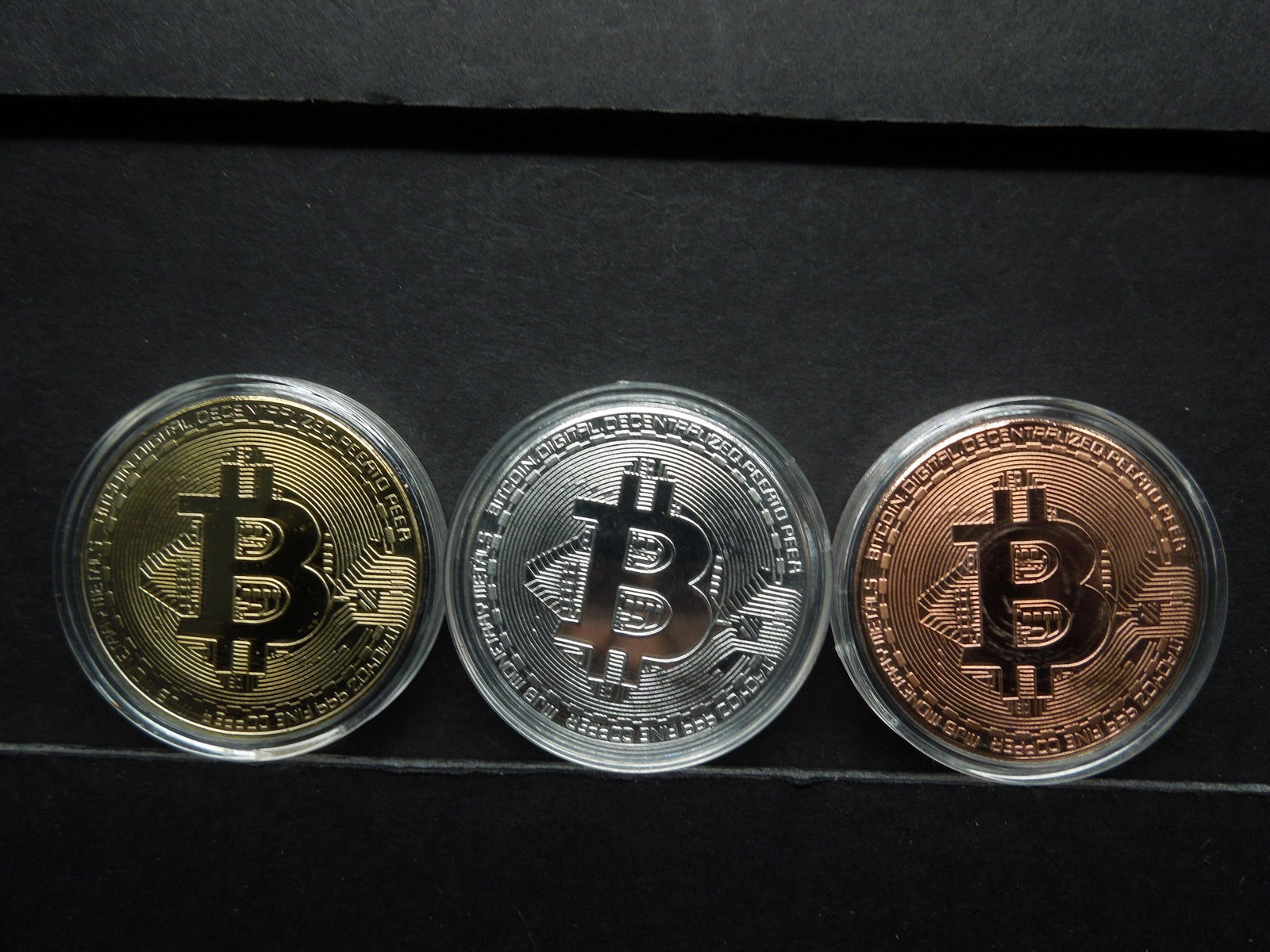 Three piece Bit Coin Set (Copper, Silver Tone, Gold (1 of 2)