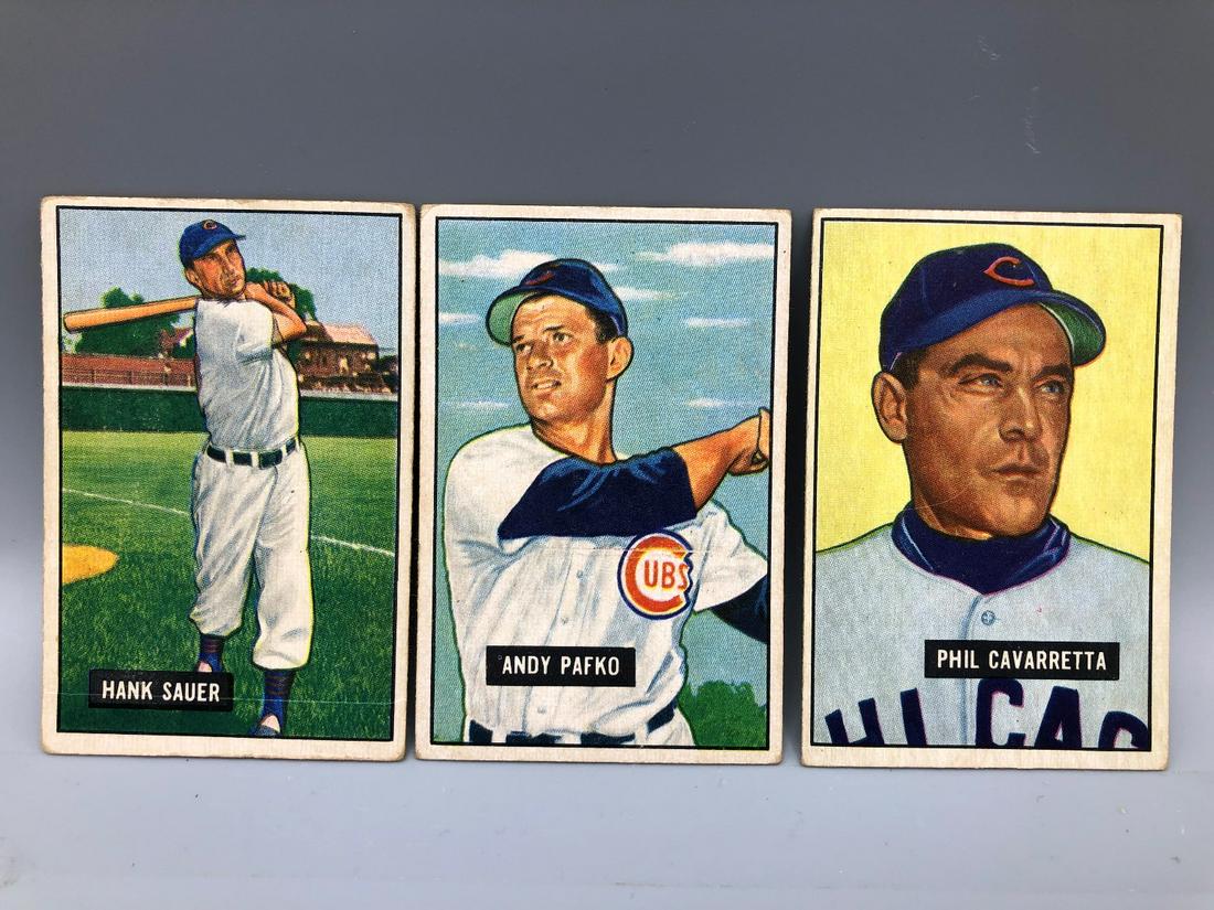 1951 Bowman Chicago Cubs  Lot of 3 - Hank Sauer, Andy (1 of 2)