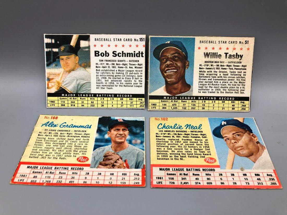 1961 & 1962 Post Baseball Lot of 4 (1 of 2)