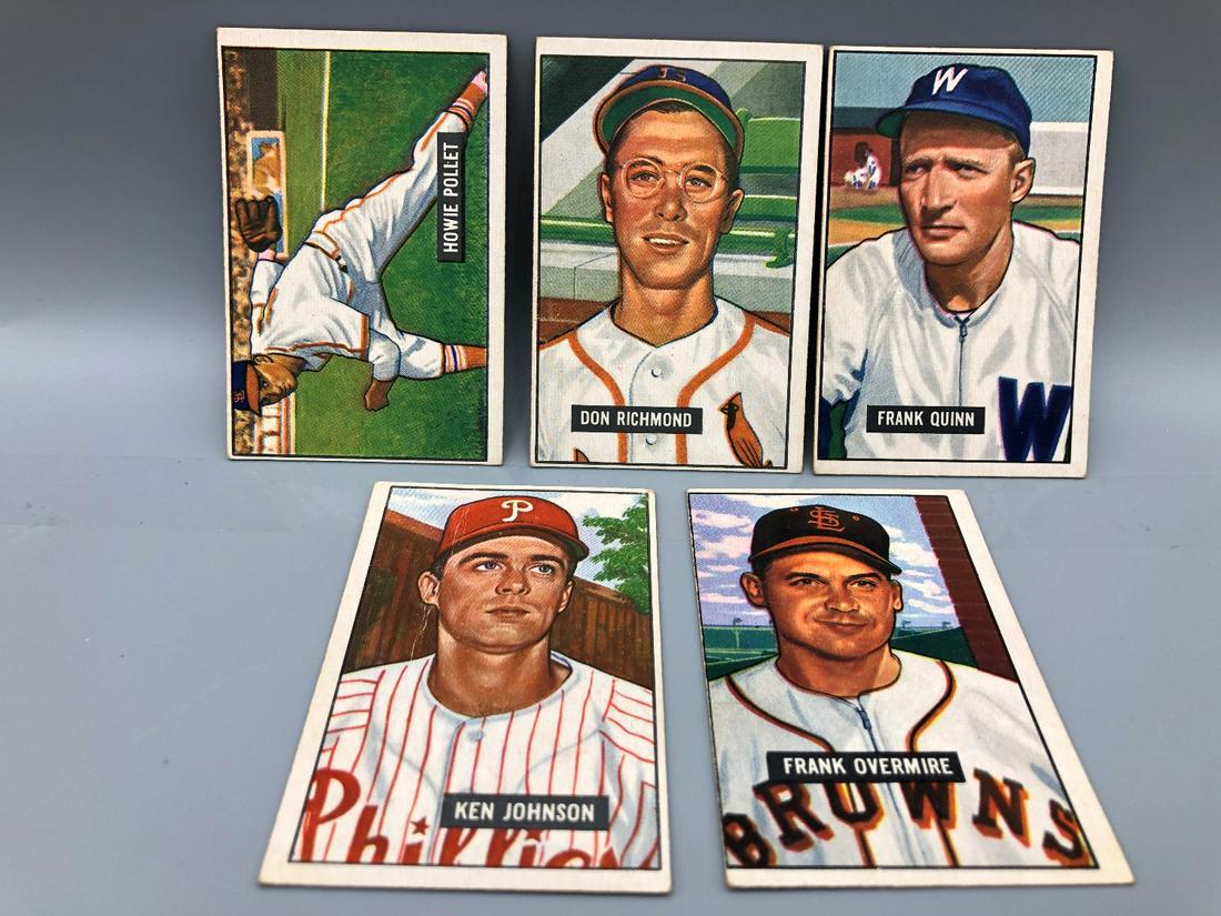 1951 Bowman Baseball Lot of 5 Cards - High Numbers (1 of 2)