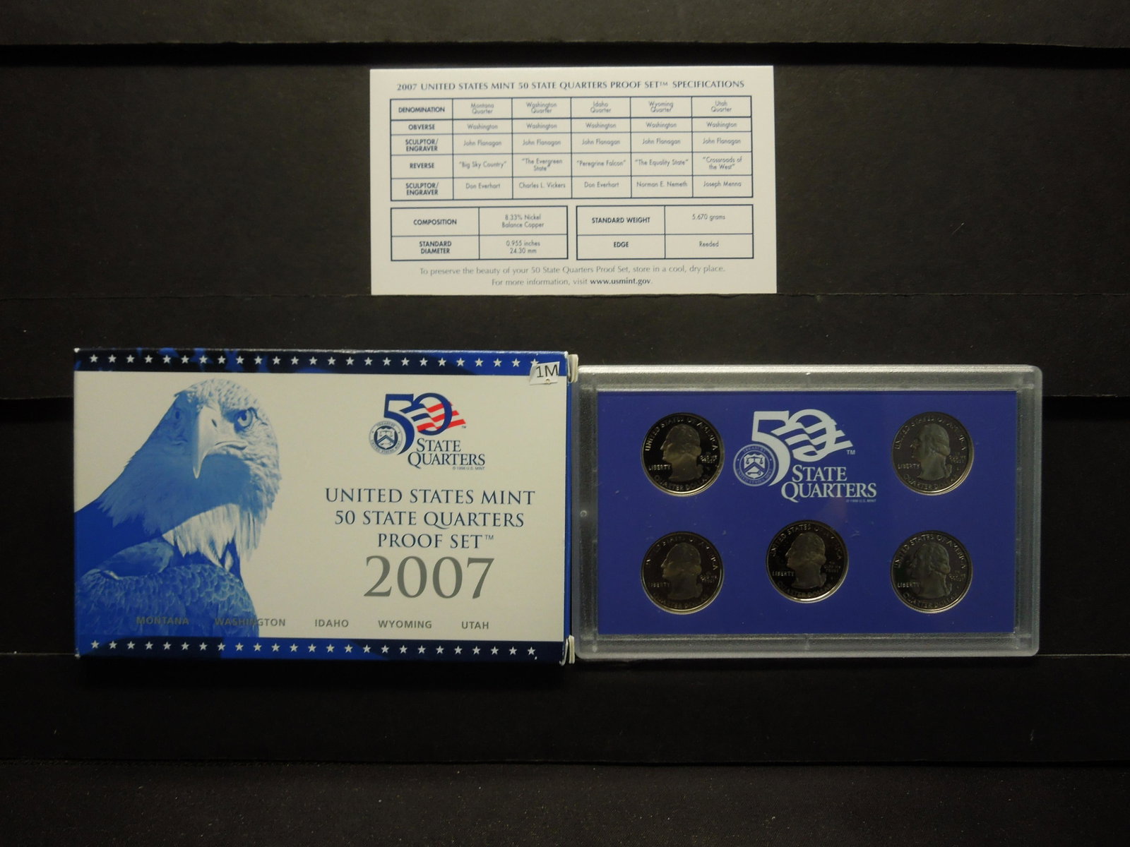 2007 United States State Quarters 5-Coin Proof Set. MT: 2007 United States State Quarters 5-Coin Proof Set. MT WA ID WY UT.