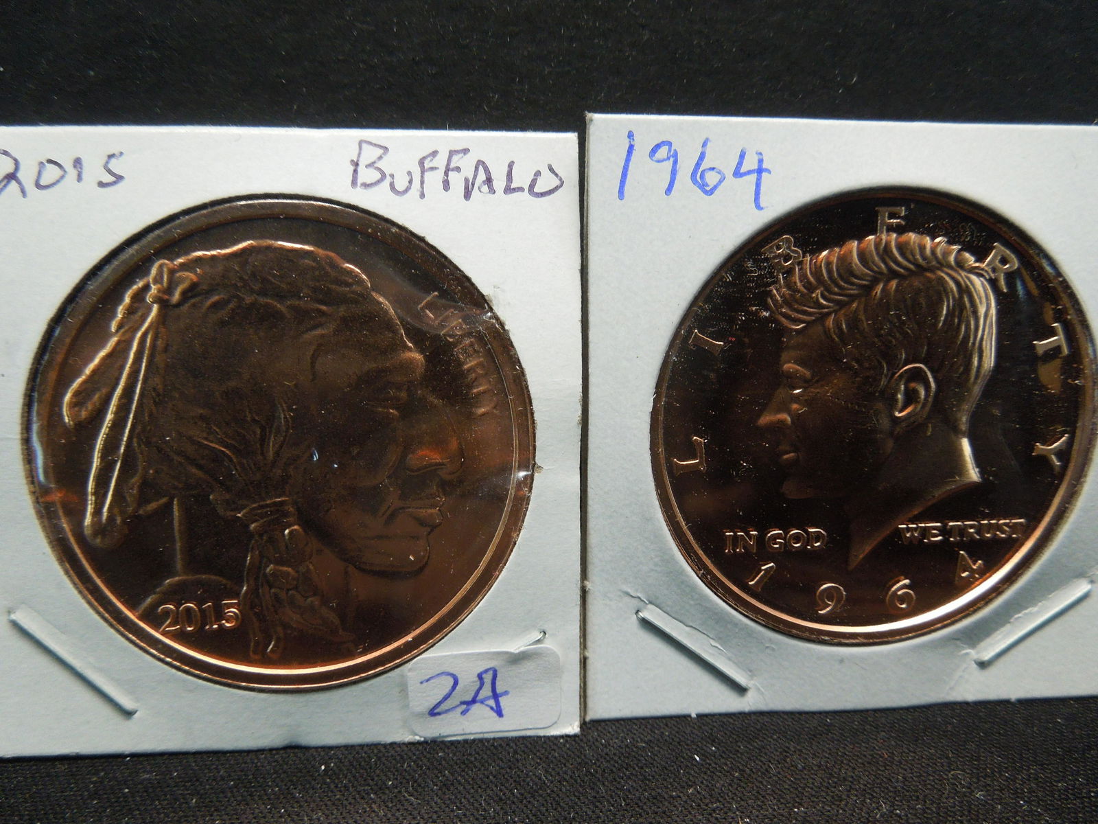 1964 Kennedy and 2015 Buffalo One Troy Ounce Copper (1 of 2)