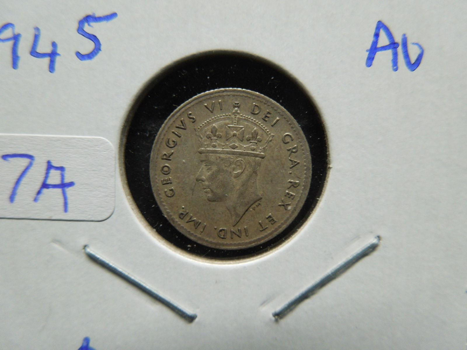 1945 Newfoundland 5 Cent Silver.  AU.  Scarce. (1 of 3)