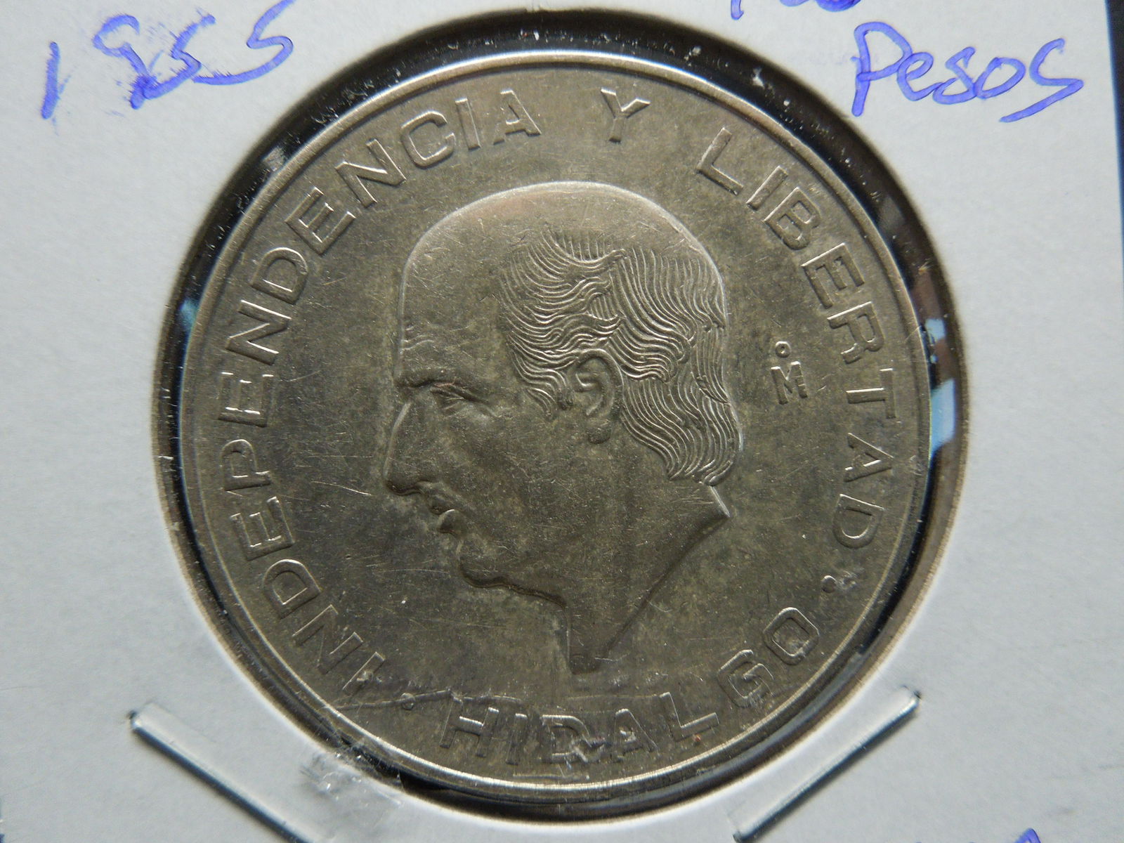 1955 Mexico 90% silver 10 Pesos Hildalgo.  40 MM. (1 of 3)