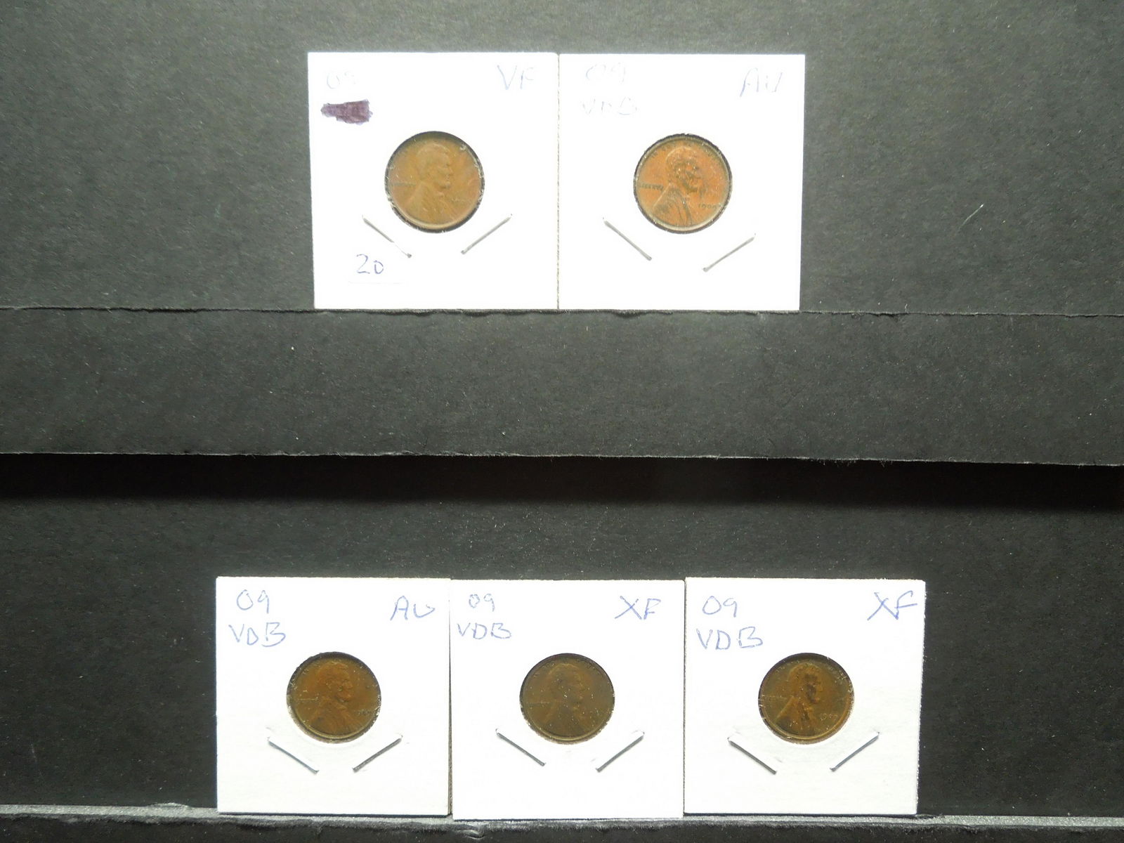(4) Nice 1909 VDB Lincoln Cents, One 1909 Wheat Cent (1 of 5)