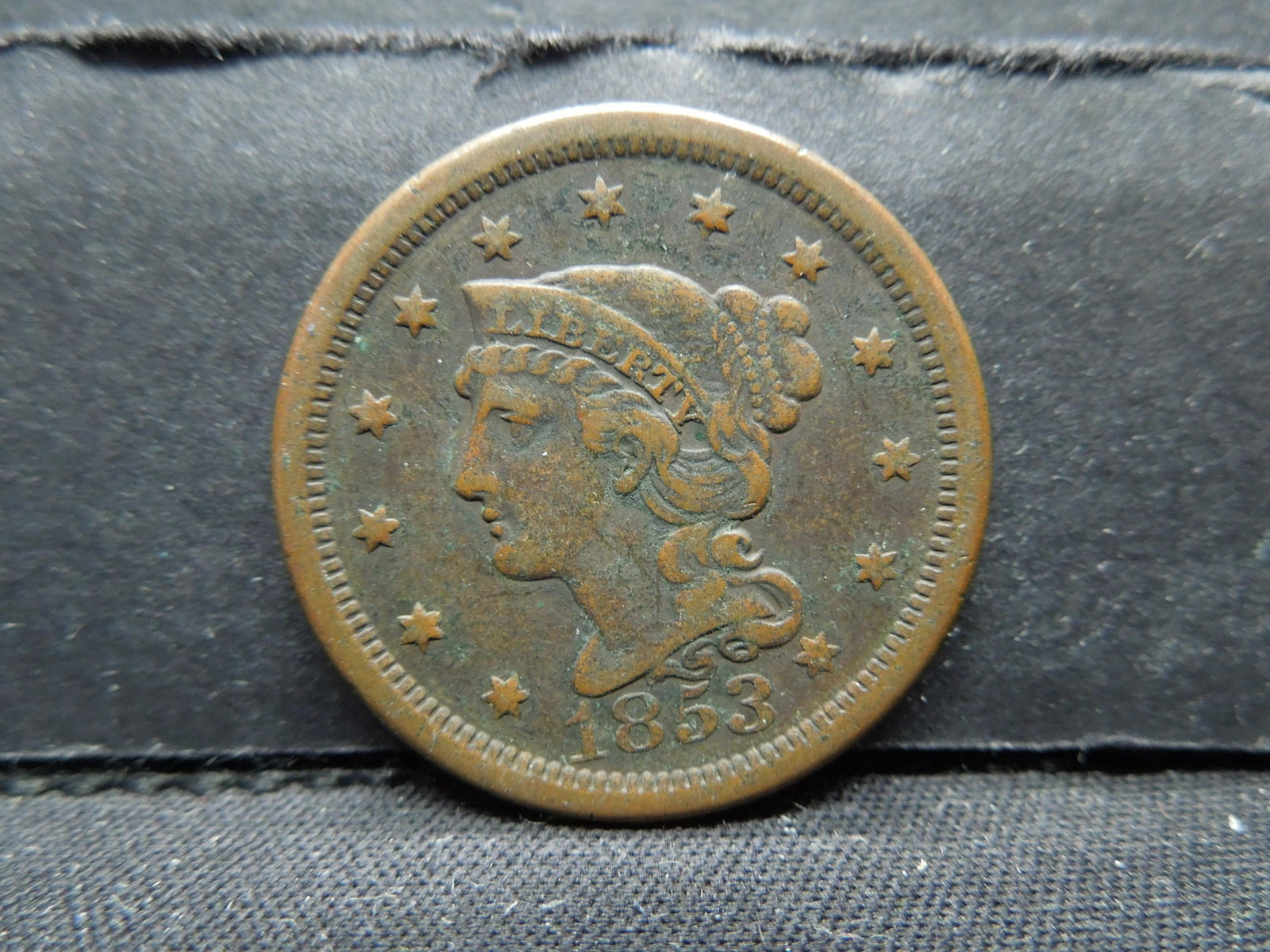 1853 United States Braided Hair Large Cent.: 1853 United States Braided Hair Large Cent.