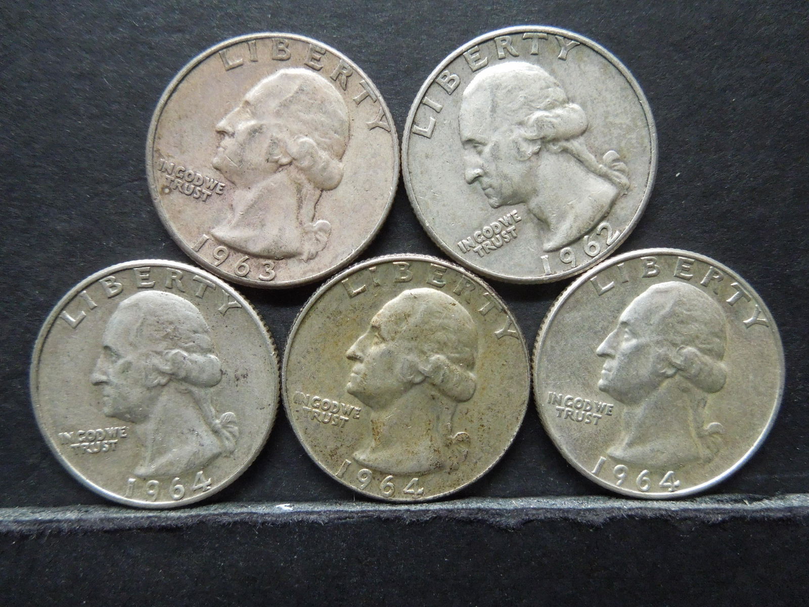 1962 D, 1963, (3) 1964 D Washington Quarters (1 of 2)