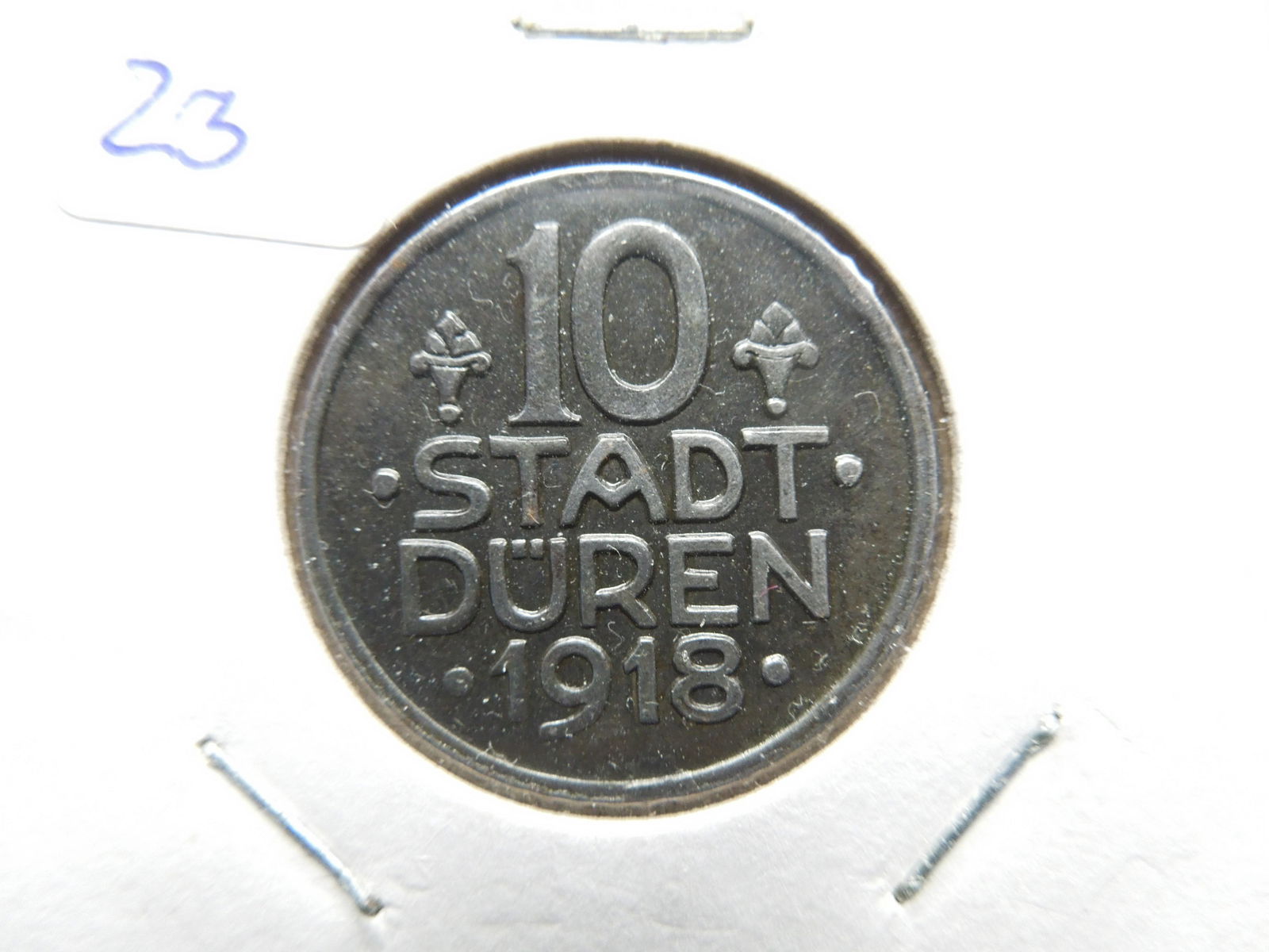 1918 Duren (Germany) 10 Pfennig.  Great Soldier.  XF. (1 of 3)