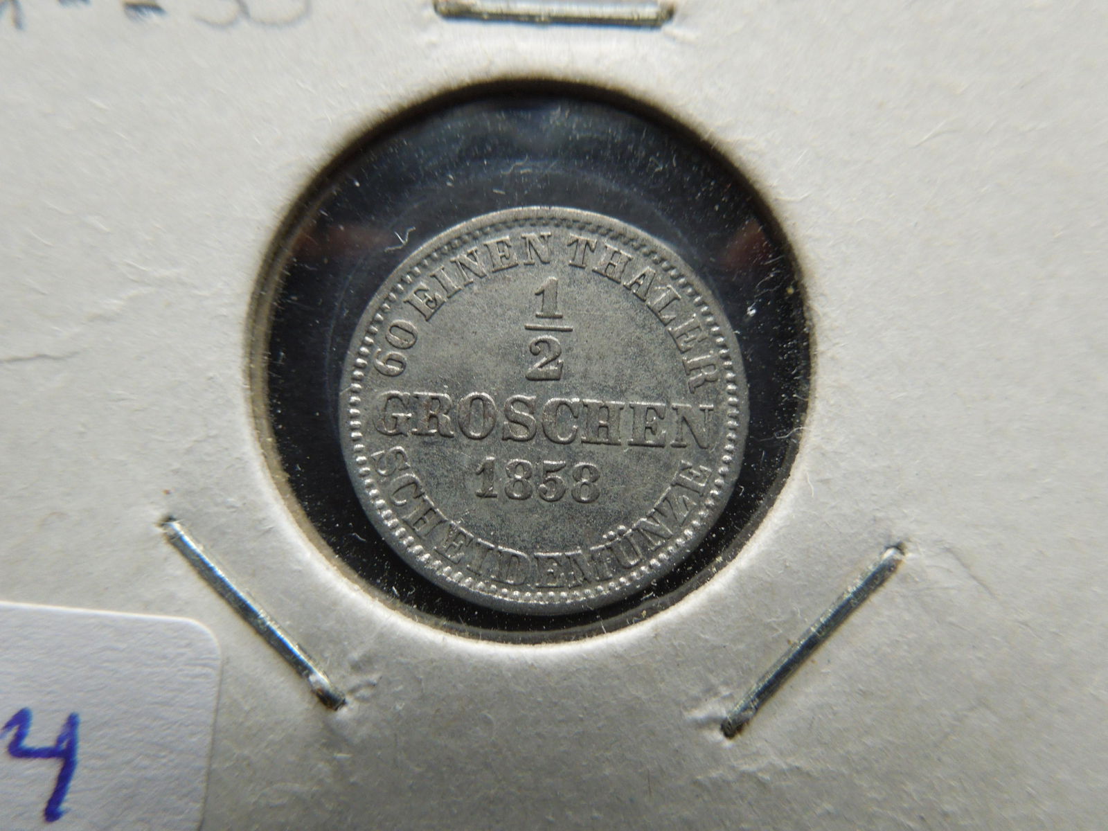 1858 Hannover (Germany) ½ Groschen Silver Coin. (1 of 3)
