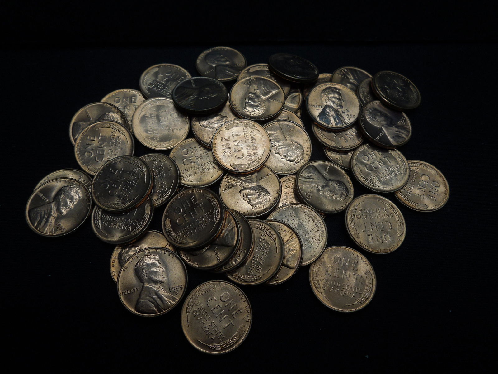(50) Coin roll of 1955-D Lincoln Wheat Cents.  RED BU. (1 of 4)