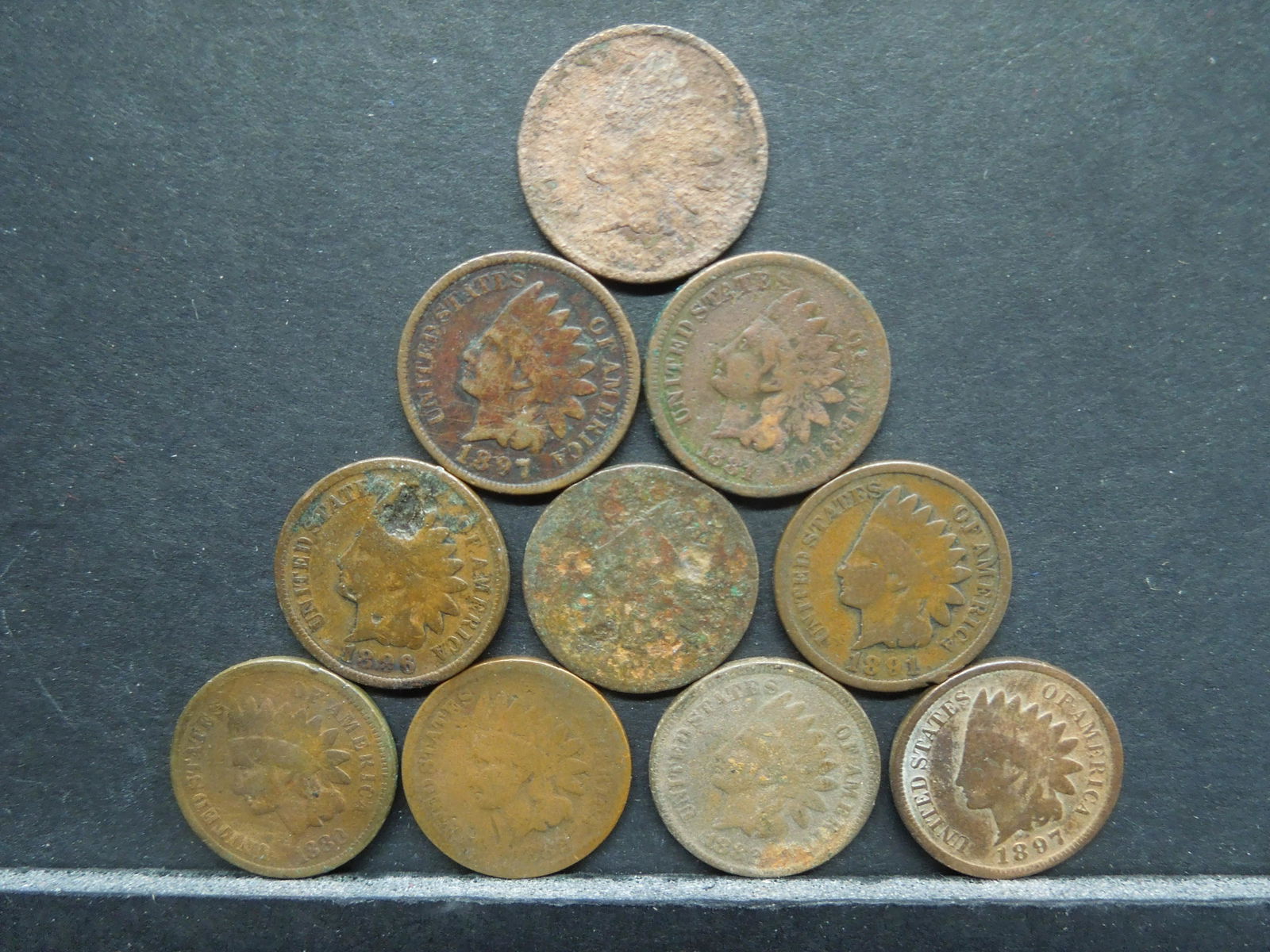 (10) Indian Head Pennies All Pre-1900 Coins have issues (1 of 2)