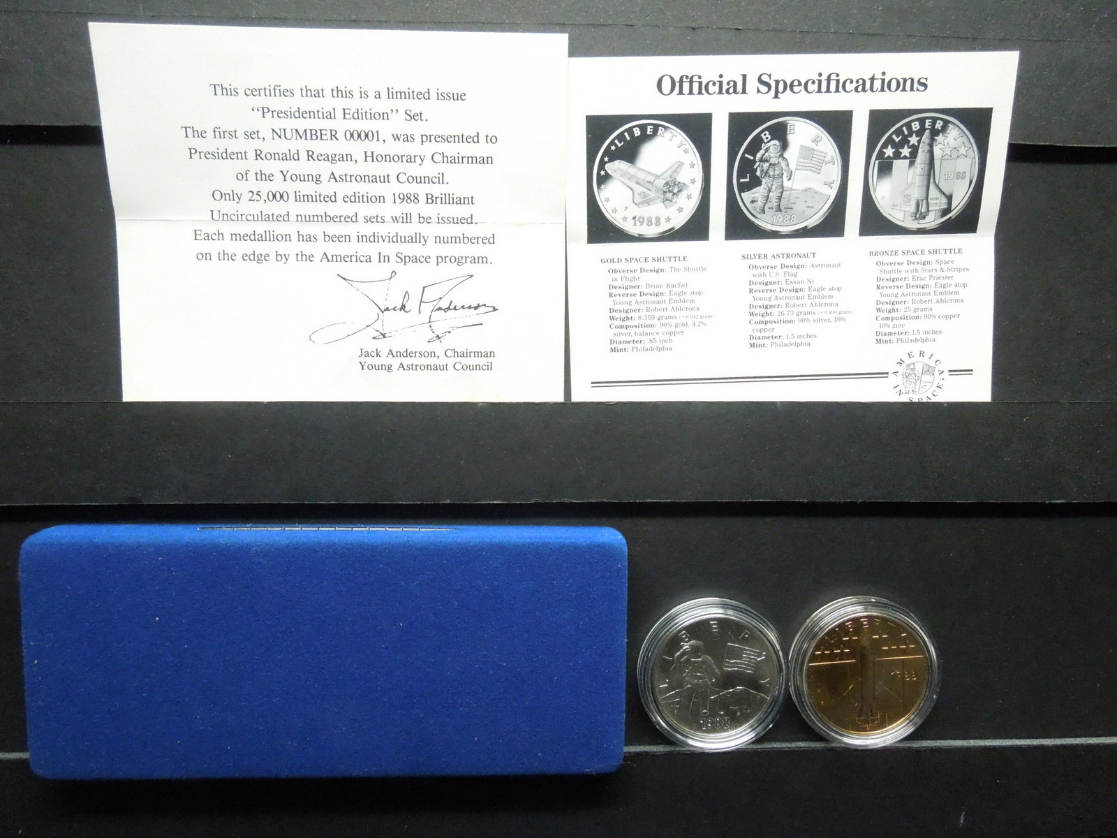 2pc Set of 1988 Young Astronauts includes Silver Coin &: 2pc Set of 1988 Young Astronauts includes Silver Coin & Bronze Coin