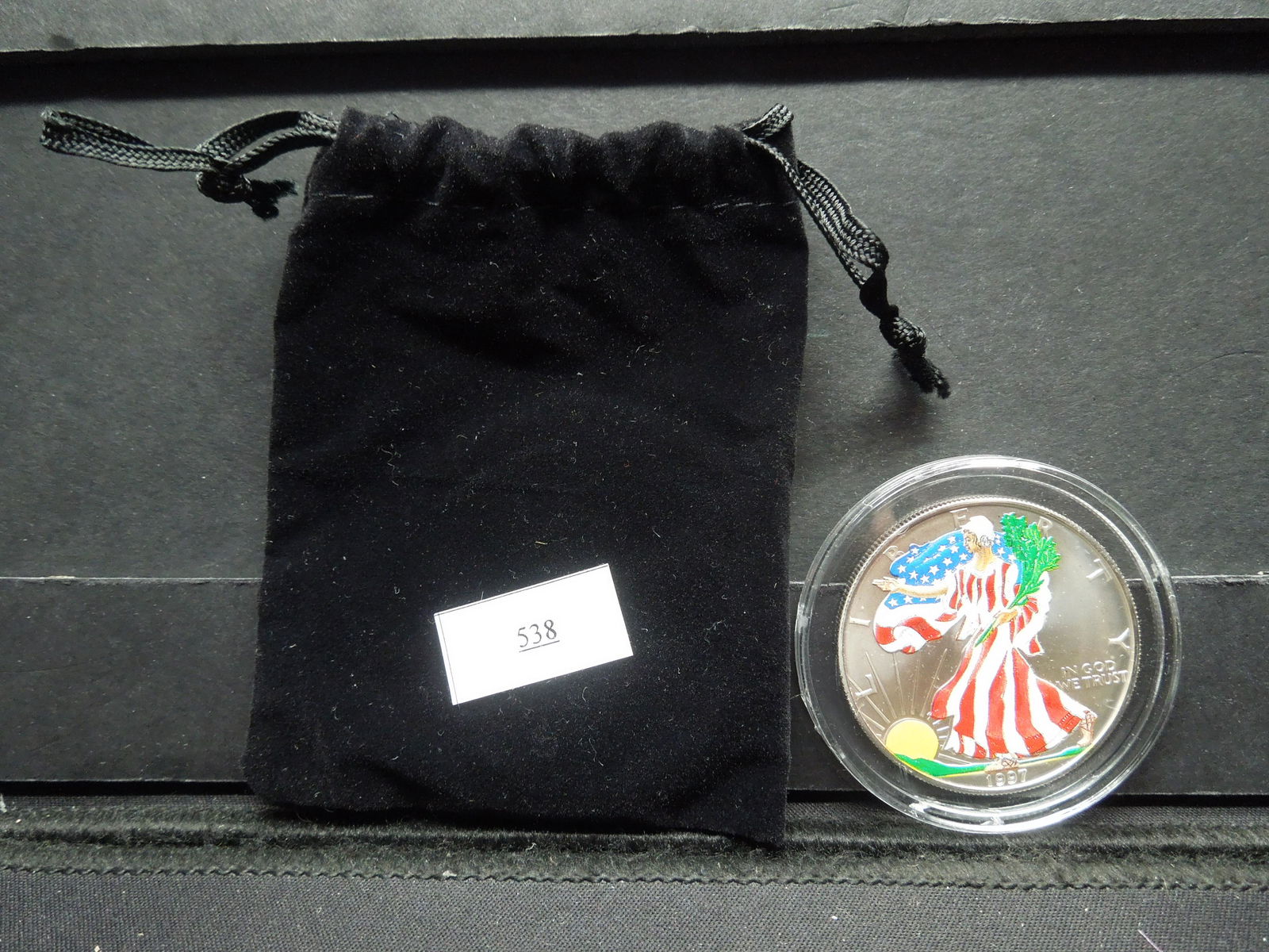 Colorized 1997 American Silver Eagle in Presentation (1 of 3)
