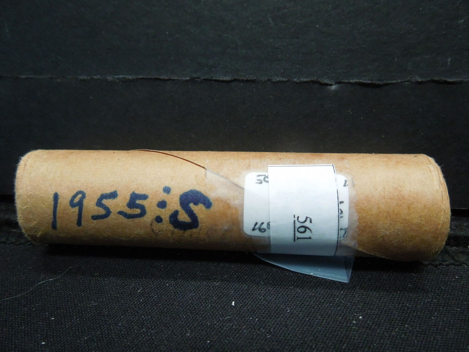 Bank Wrapped Roll of 1955-S BU Lincoln Wheat Cents. (1 of 3)