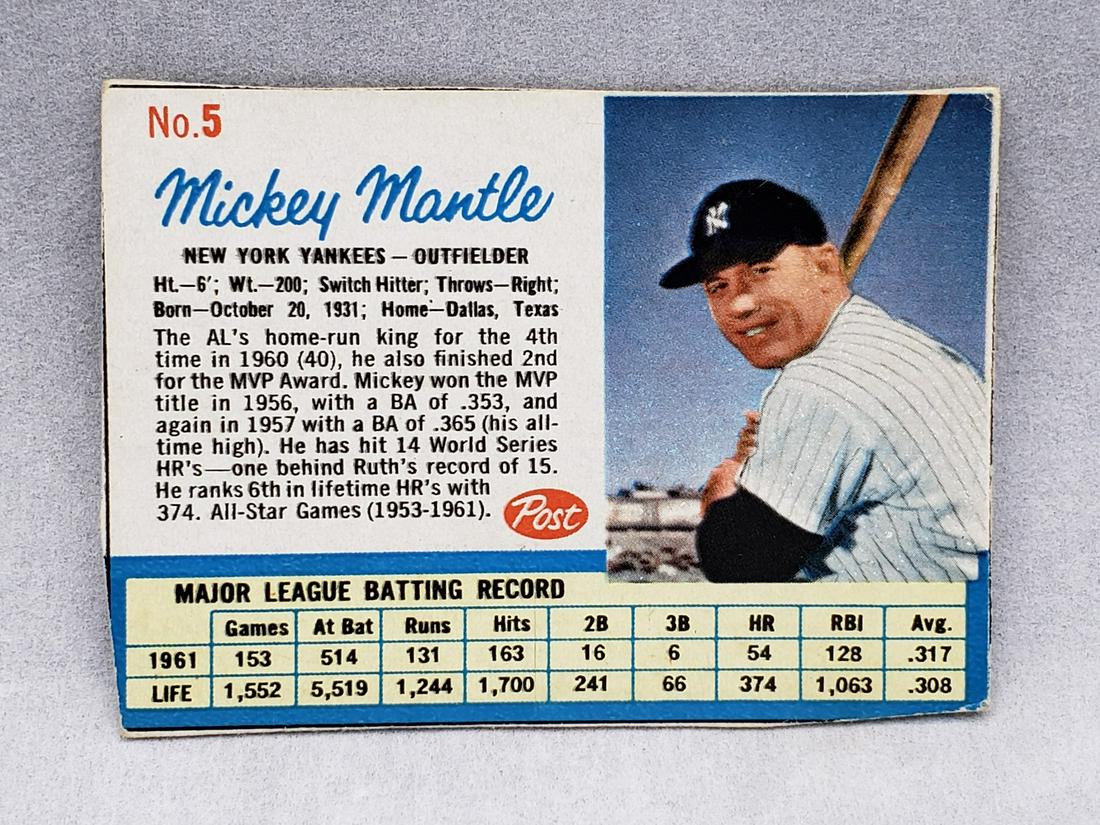 1962 Post Mickey Mantle #5 (1 of 2)