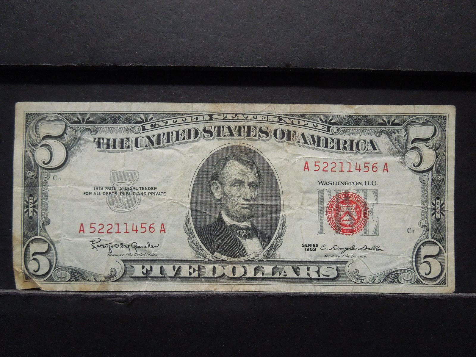 1963 Red Seal Five Dollar Reserve Note (1 of 3)