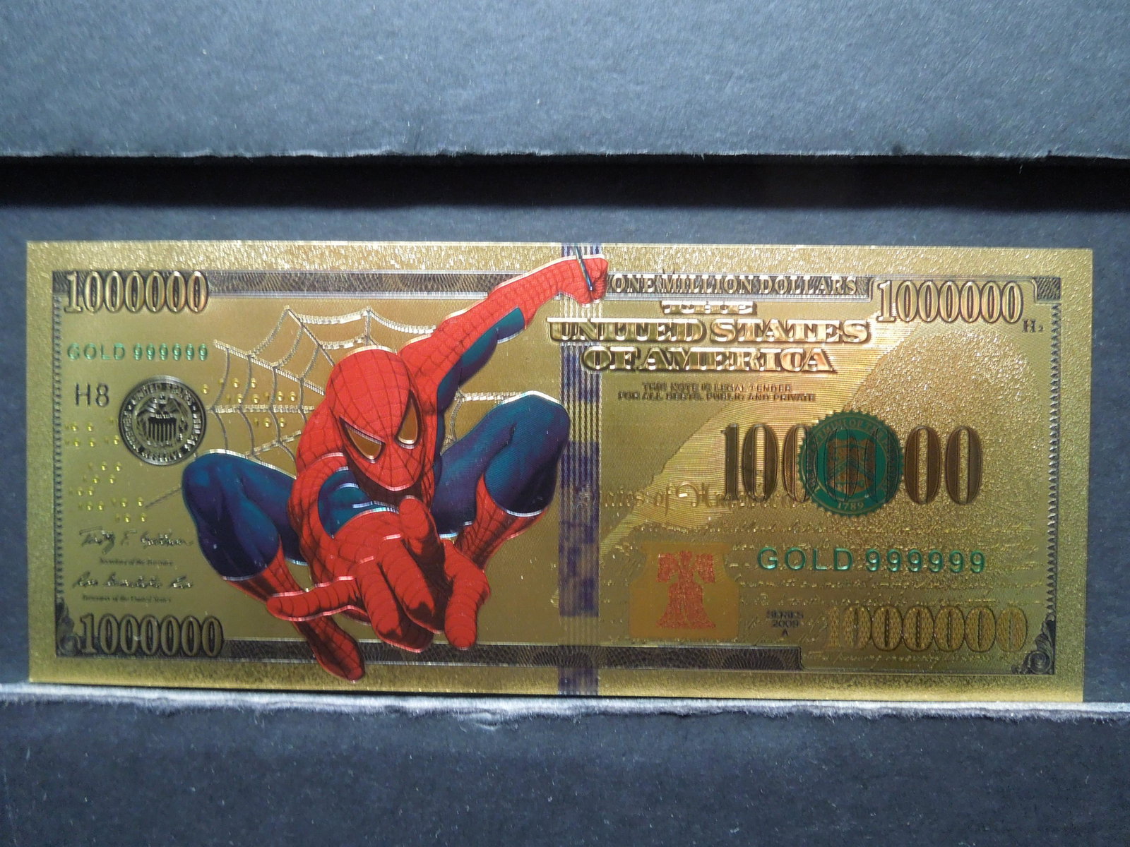 24K GOLD FOIL, (SPIDERMAN), CRISP, NOT LEGAL: 24K GOLD FOIL, (SPIDERMAN), CRISP, NOT LEGAL TENDER/NOVELTY!
