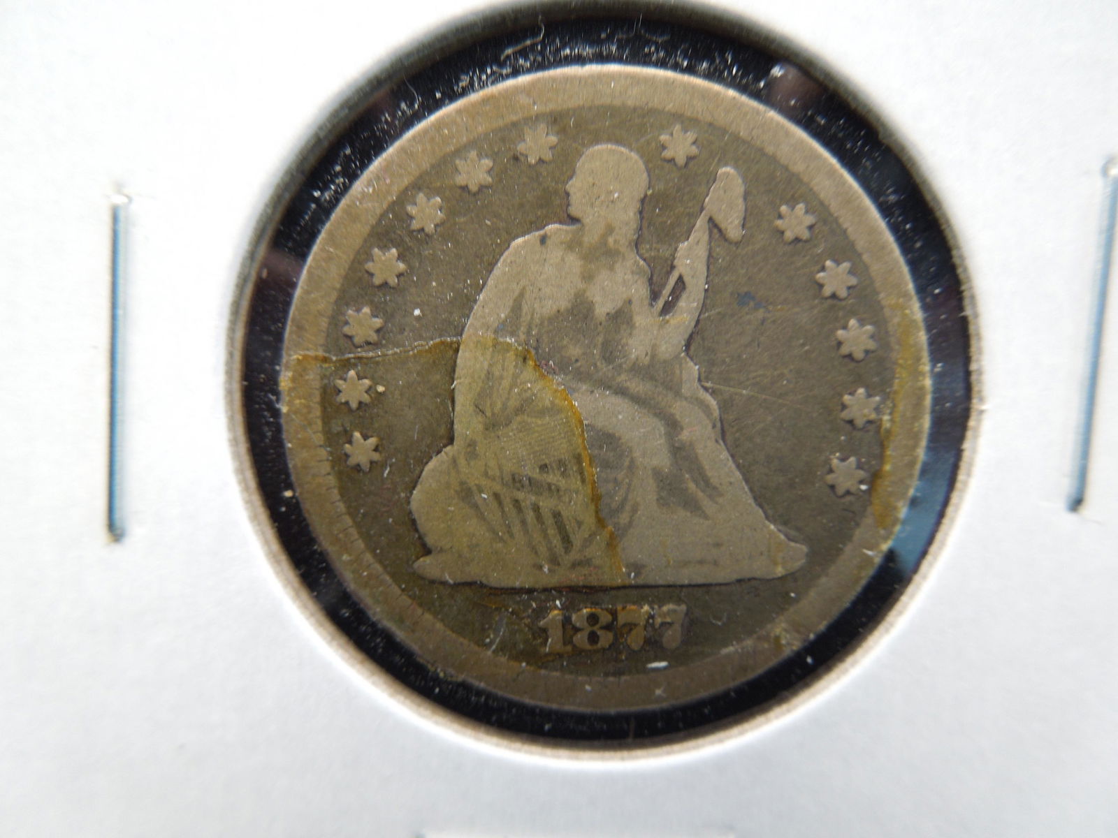 Key 1877 Seated Quarter. Nice LIBERTY visible (1 of 3)