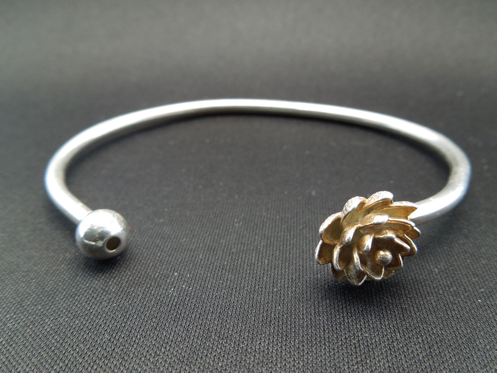 Vintage Korean 999 Silver cuff bracelet. Gold enhanced (1 of 4)