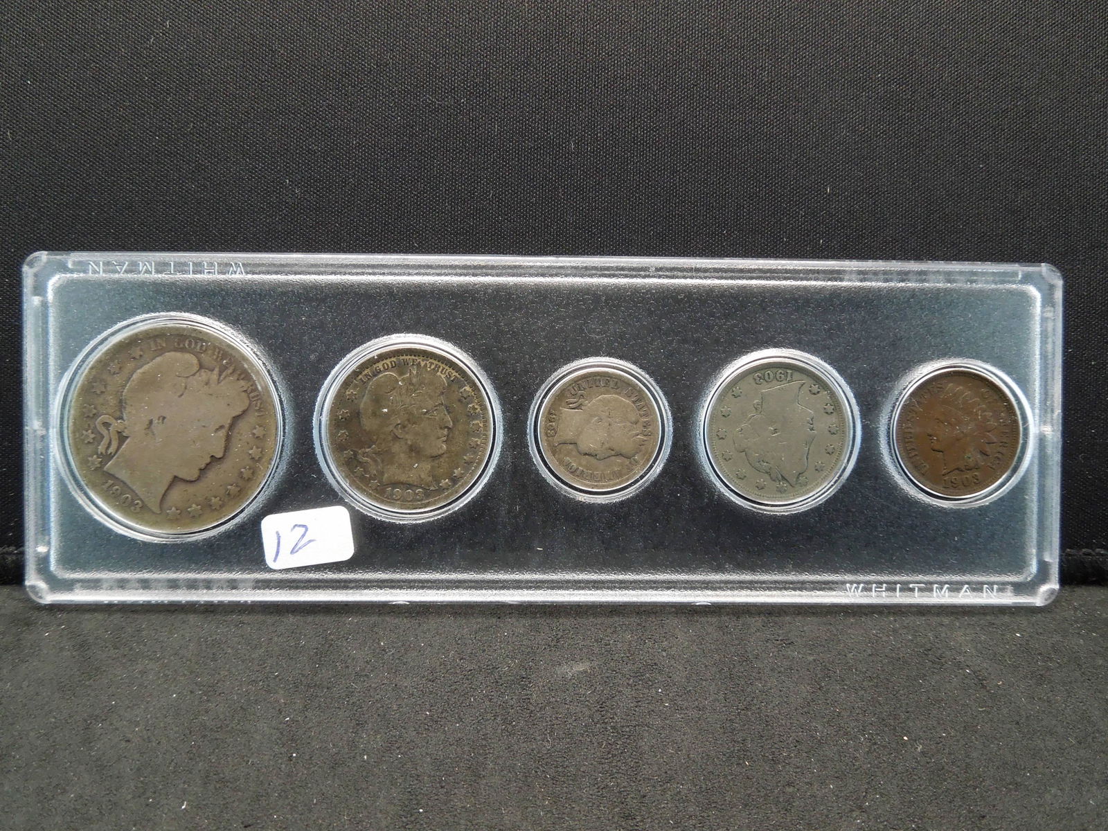 1903 (5) coin type set:  Barber Half, Barber Quarter, (1 of 2)