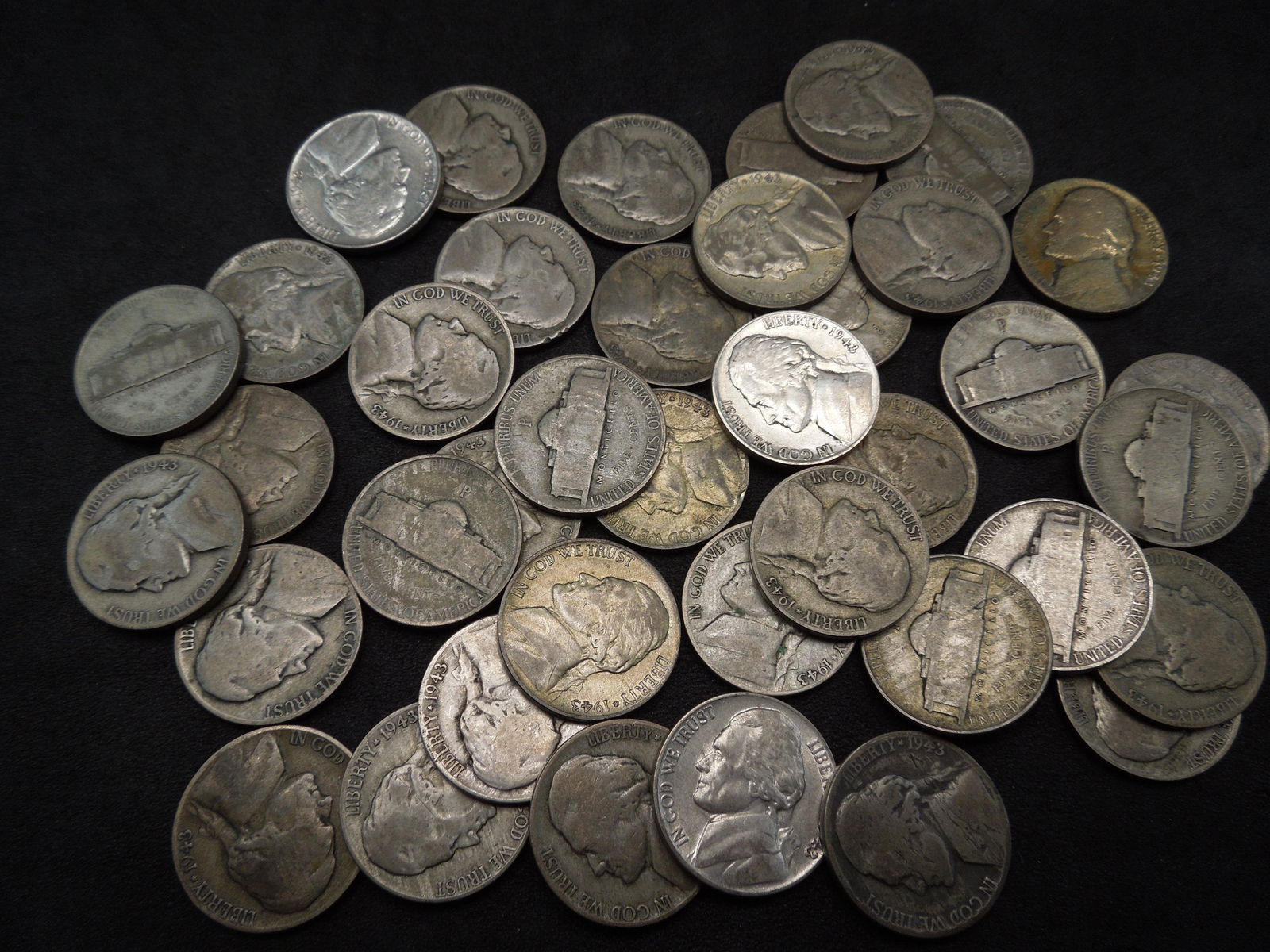 Lot of 40 1943 Silver Jefferson War Nickels. (1 of 3)