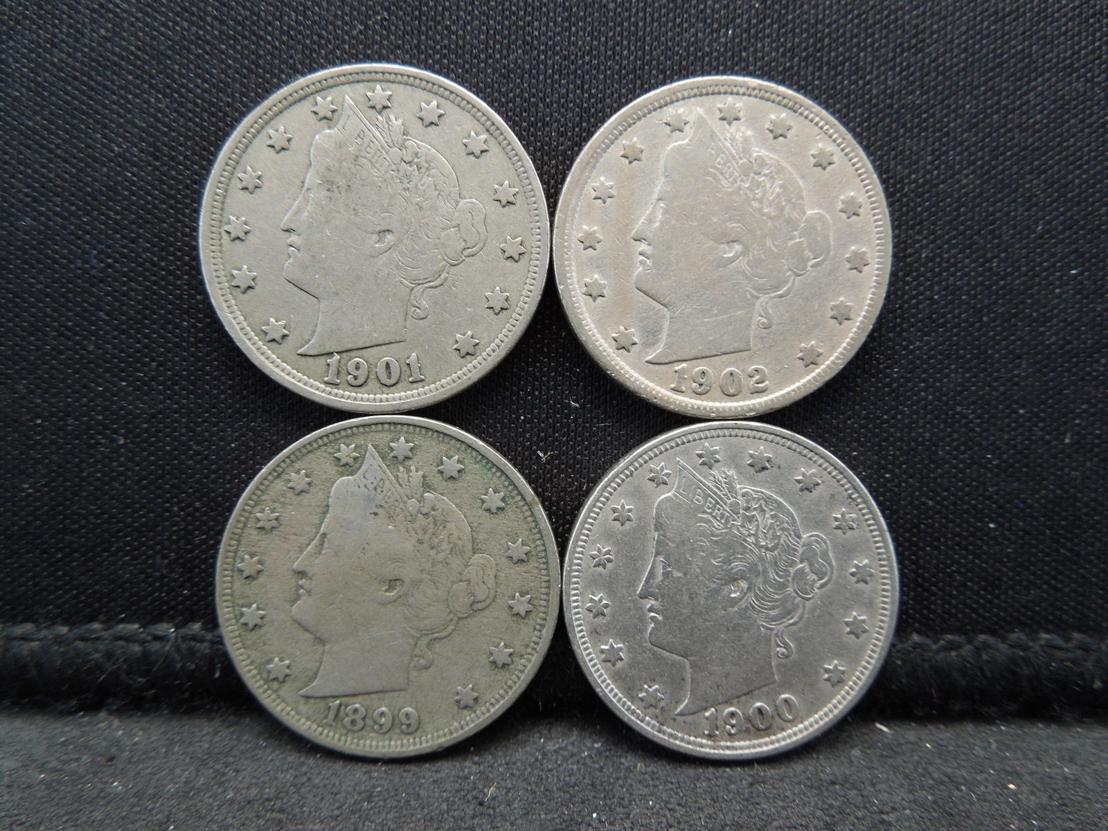 1899 1900 1901 1902 V-Nickels. (1 of 2)