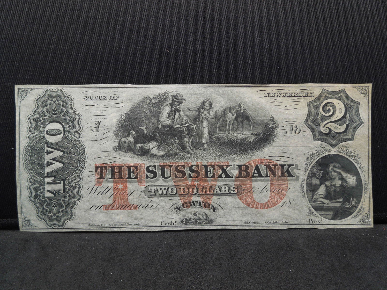 18XX Newton New Jersey $2 from the Sussex Bank.  Choice (1 of 2)