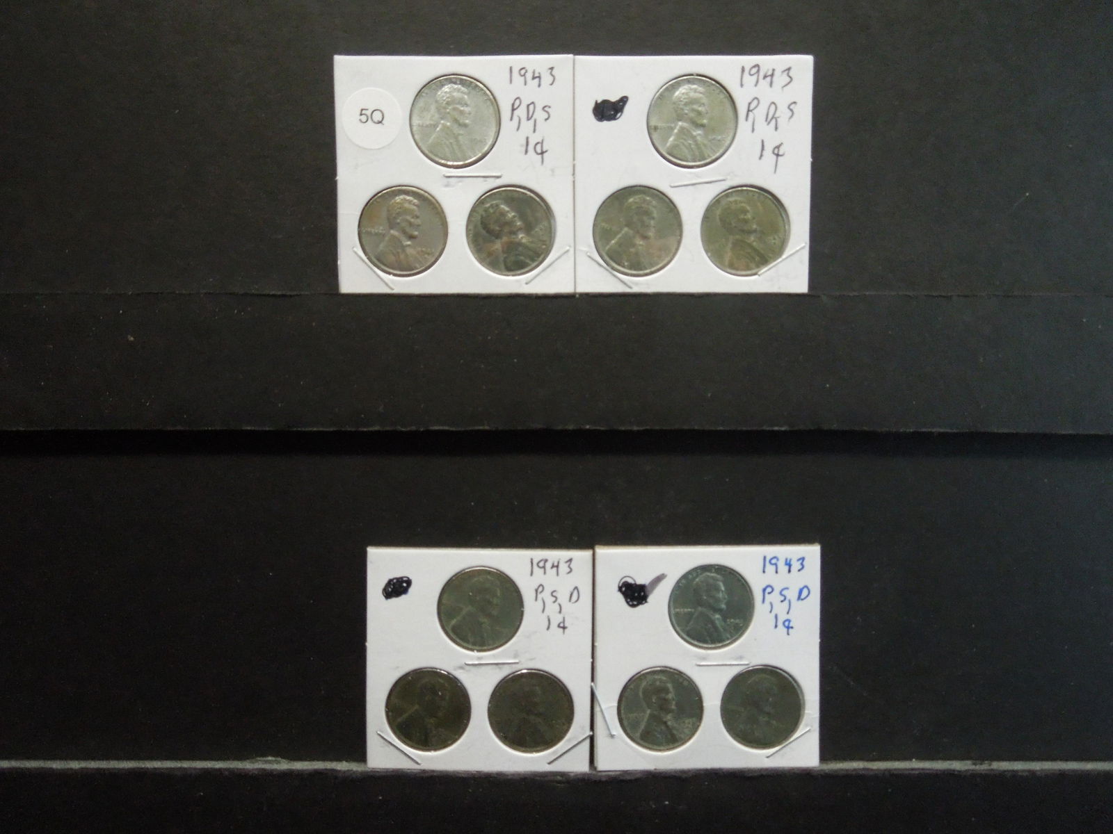 (4) Sets of 1943 PDS Steel Cents, (12) Coins (1 of 9)