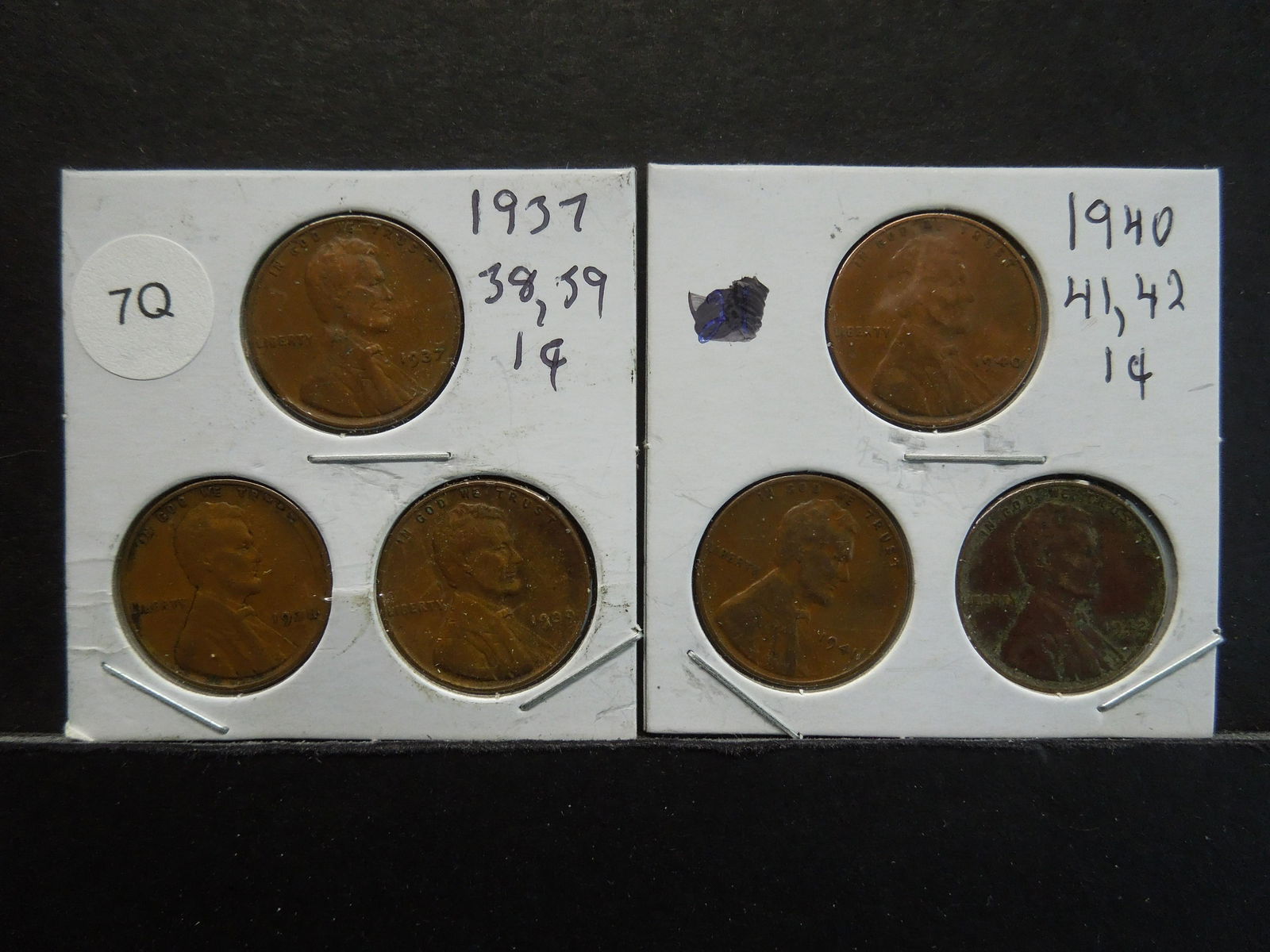 1937, 1938, 1938, 1940, 1941, 1942 Wheat Cents (1 of 5)