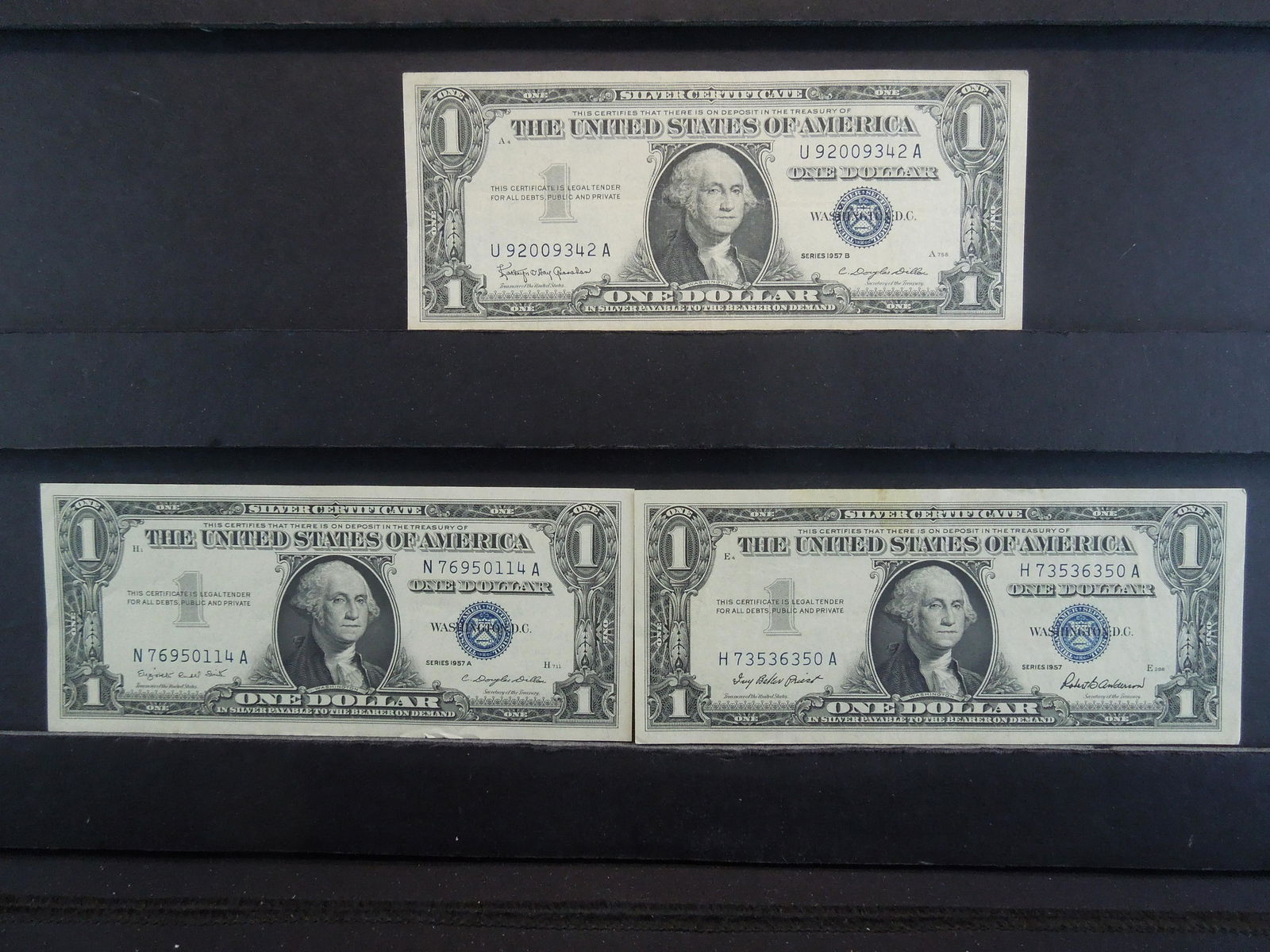 (3) 1957 One Dollar Silver Certificates (1 of 4)